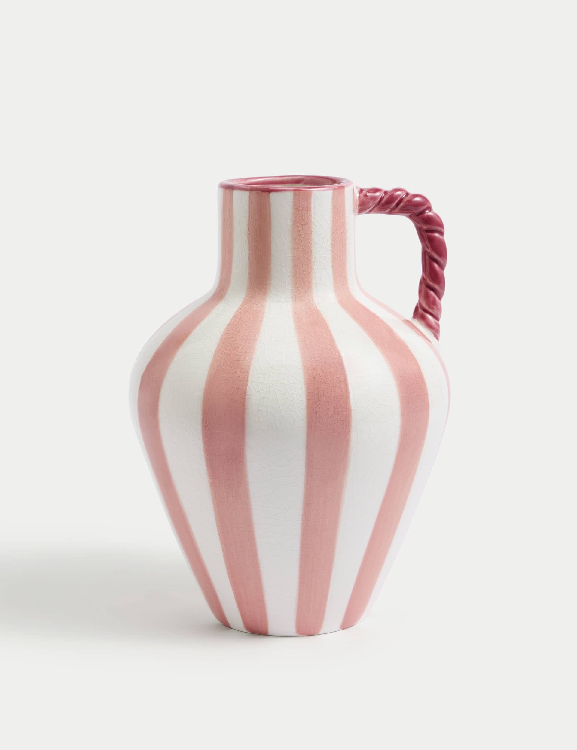 M&S Collection Striped Jug Vase - Pink, Pink