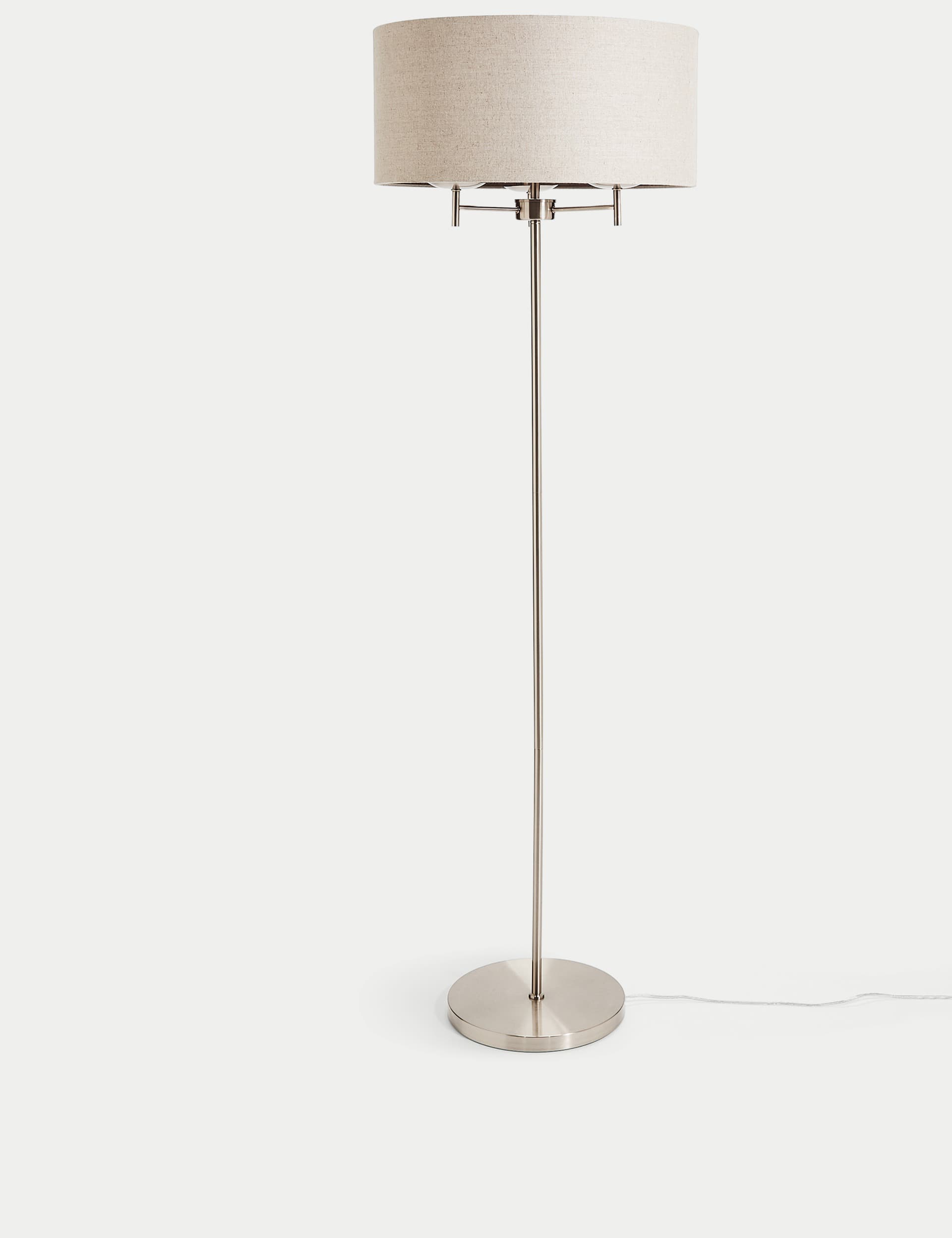 M&S Fleur Floor Lamp - Grey Mix, Antique Brass,Grey Mix