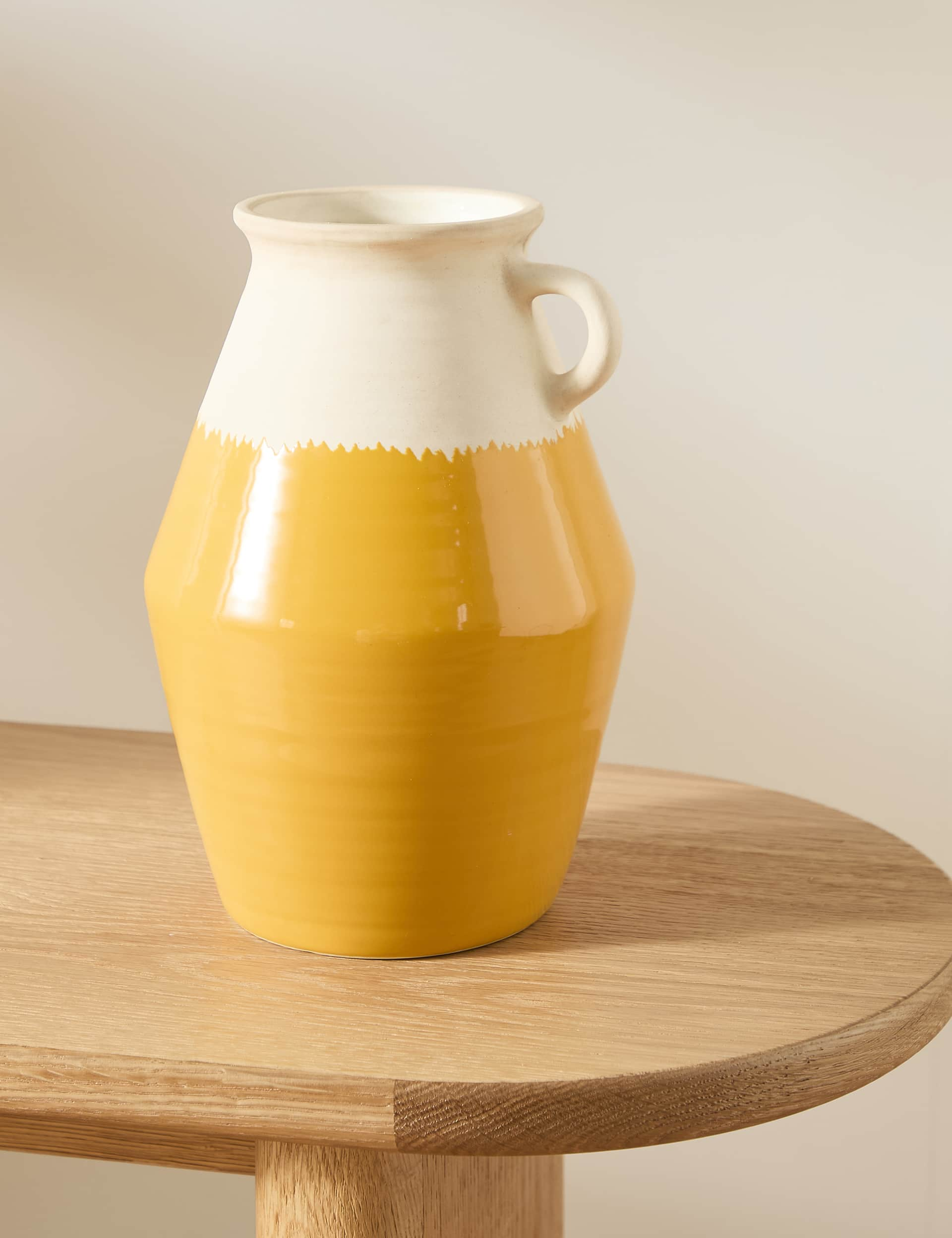 M&S Ceramic Two Tone Vase - Ochre, Ochre