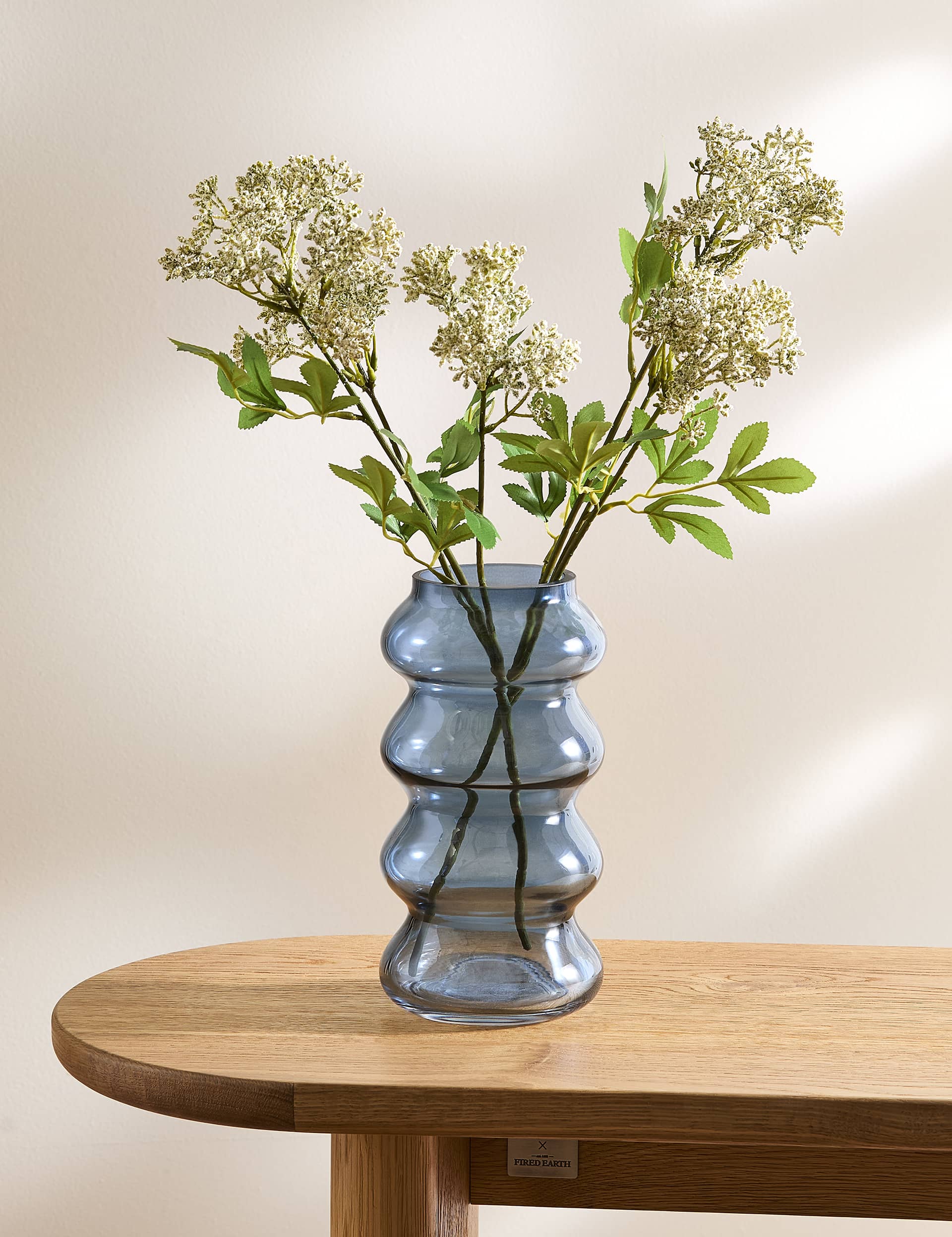 M&S Wave Glass Vase - Blue, Blue