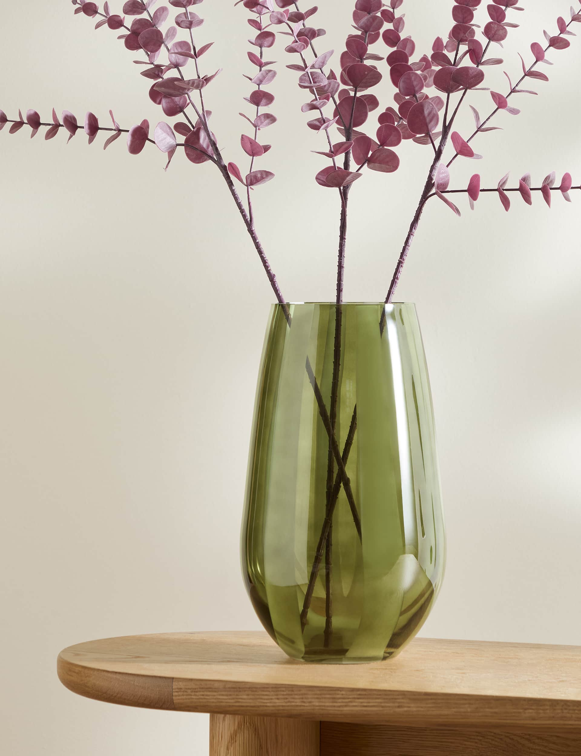 M&S Large Striped Vase - Moss, Moss