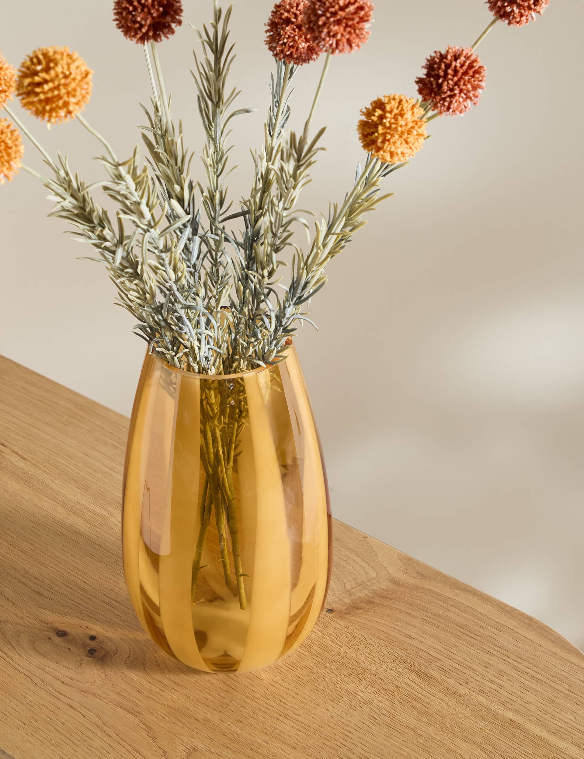 M&S Striped Vase - Yellow, Yellow