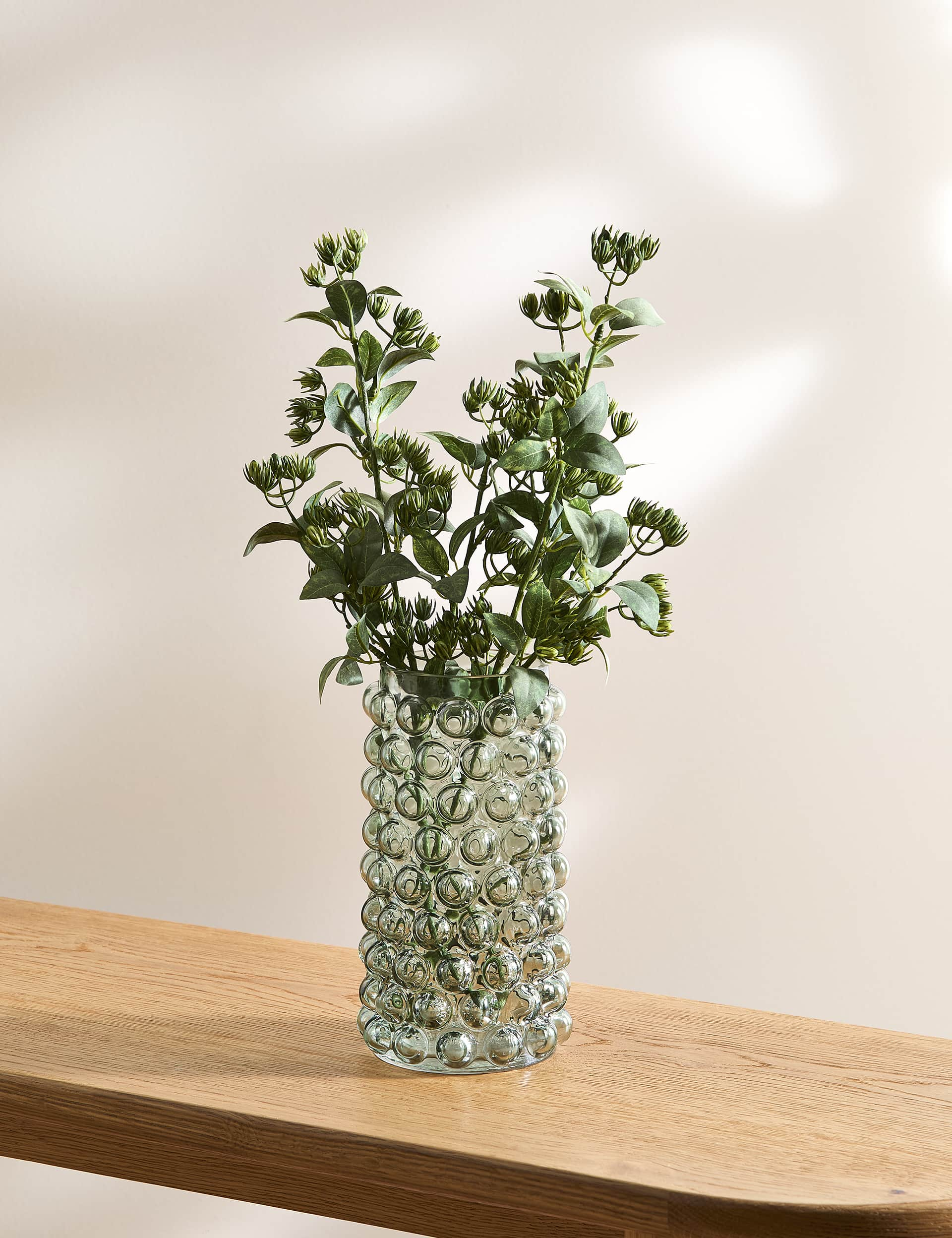 M&S Bobble Cylinder Vase - Green, Green