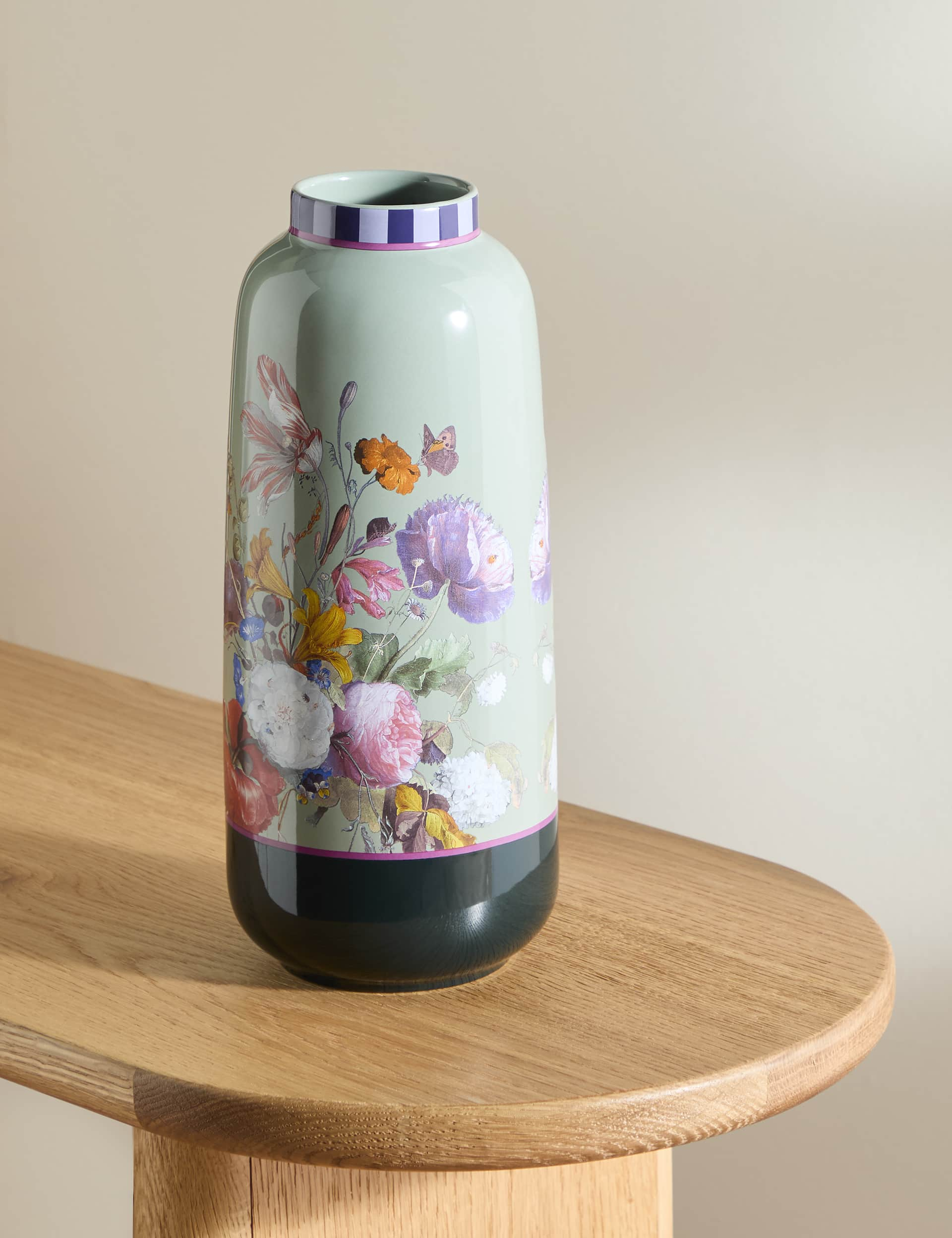 M&S X National Gallery Tall Floral Ceramic Cylinder Vase - Multi, Multi