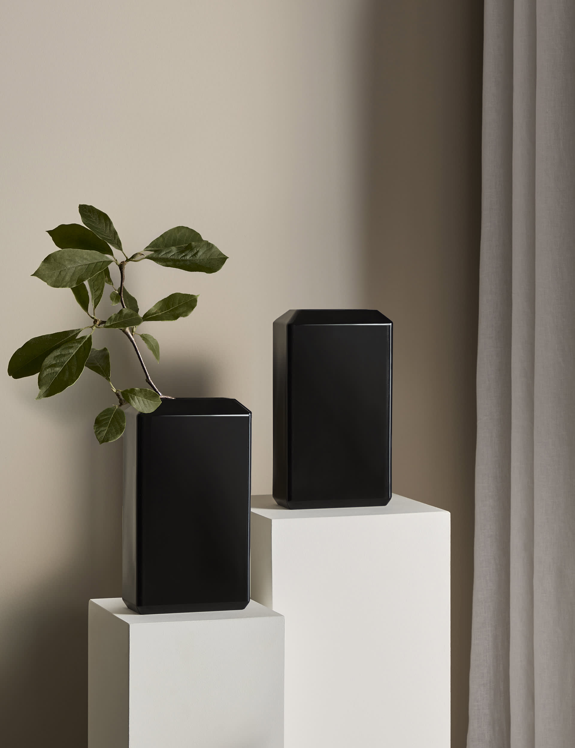 M&S X Kelly Hoppen Angular Glass Vase - Black, Black