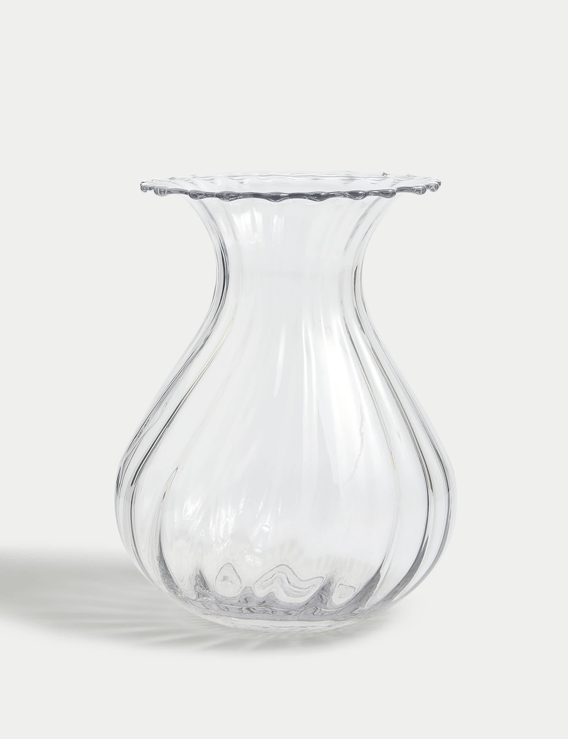 M&S Fluted Glass Bouquet Vase - Clear, Clear