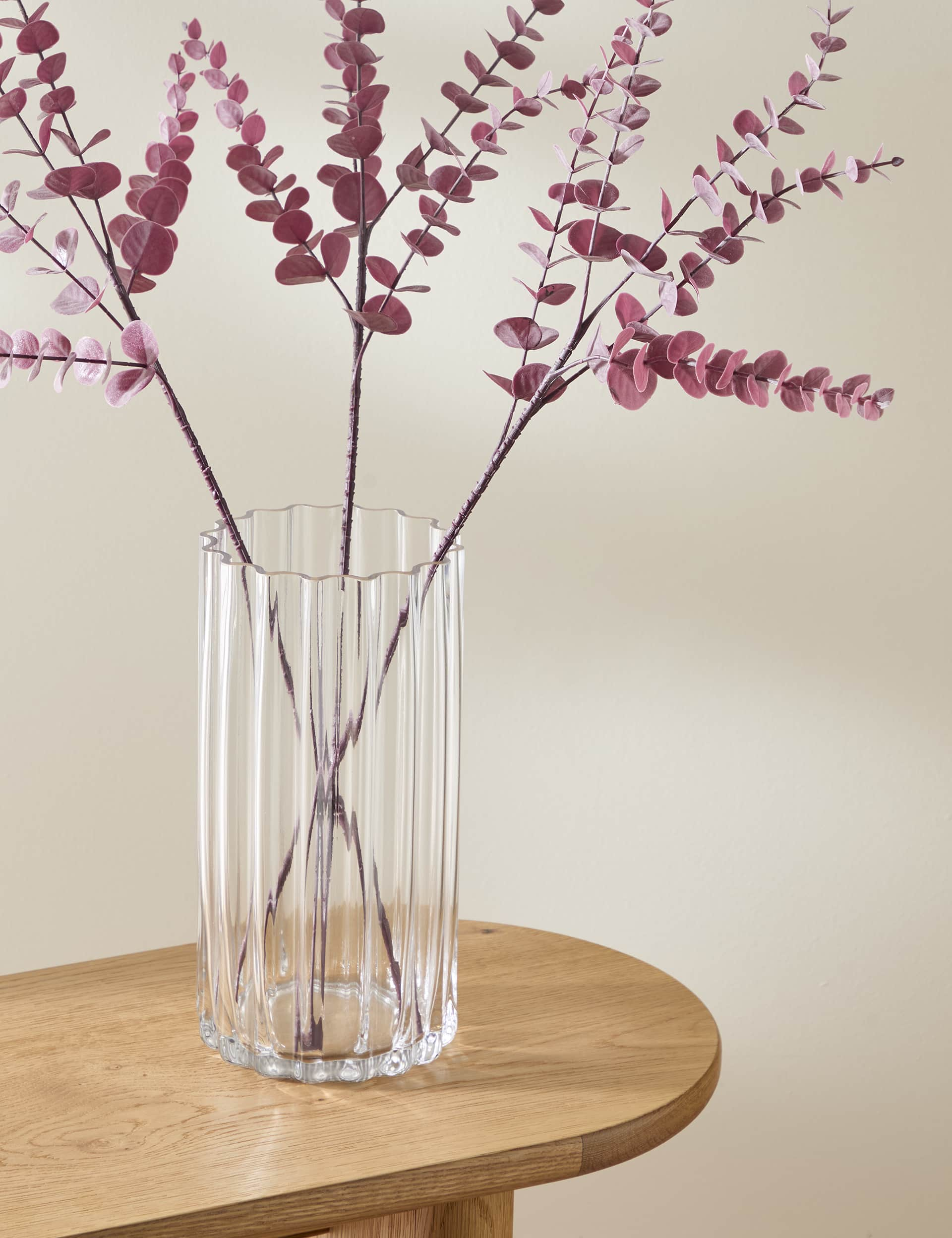 M&S Ridged Glass Cylinder Vase - Clear, Clear