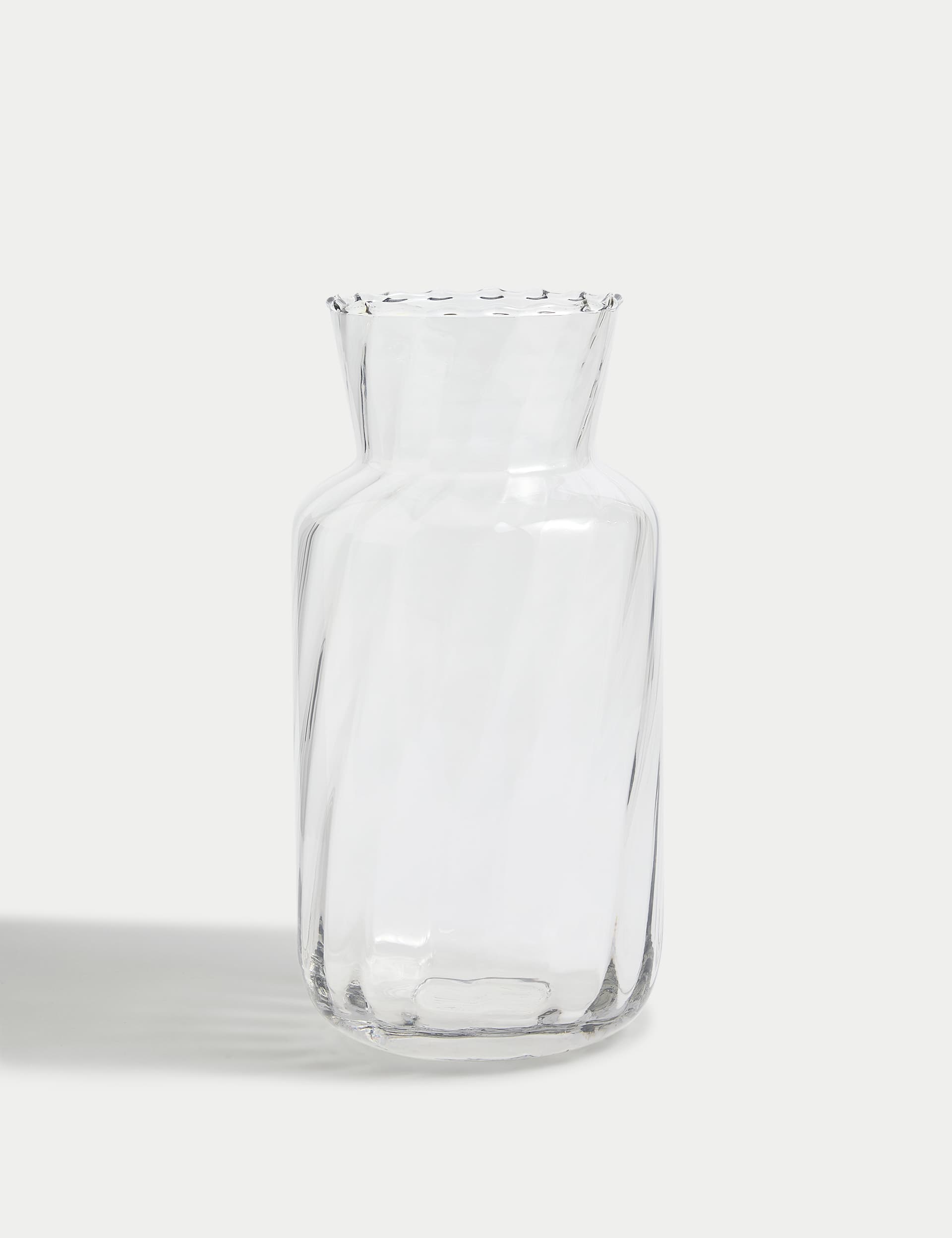 M&S Collection Swirl Ridged Glass Vase - Clear, Clear