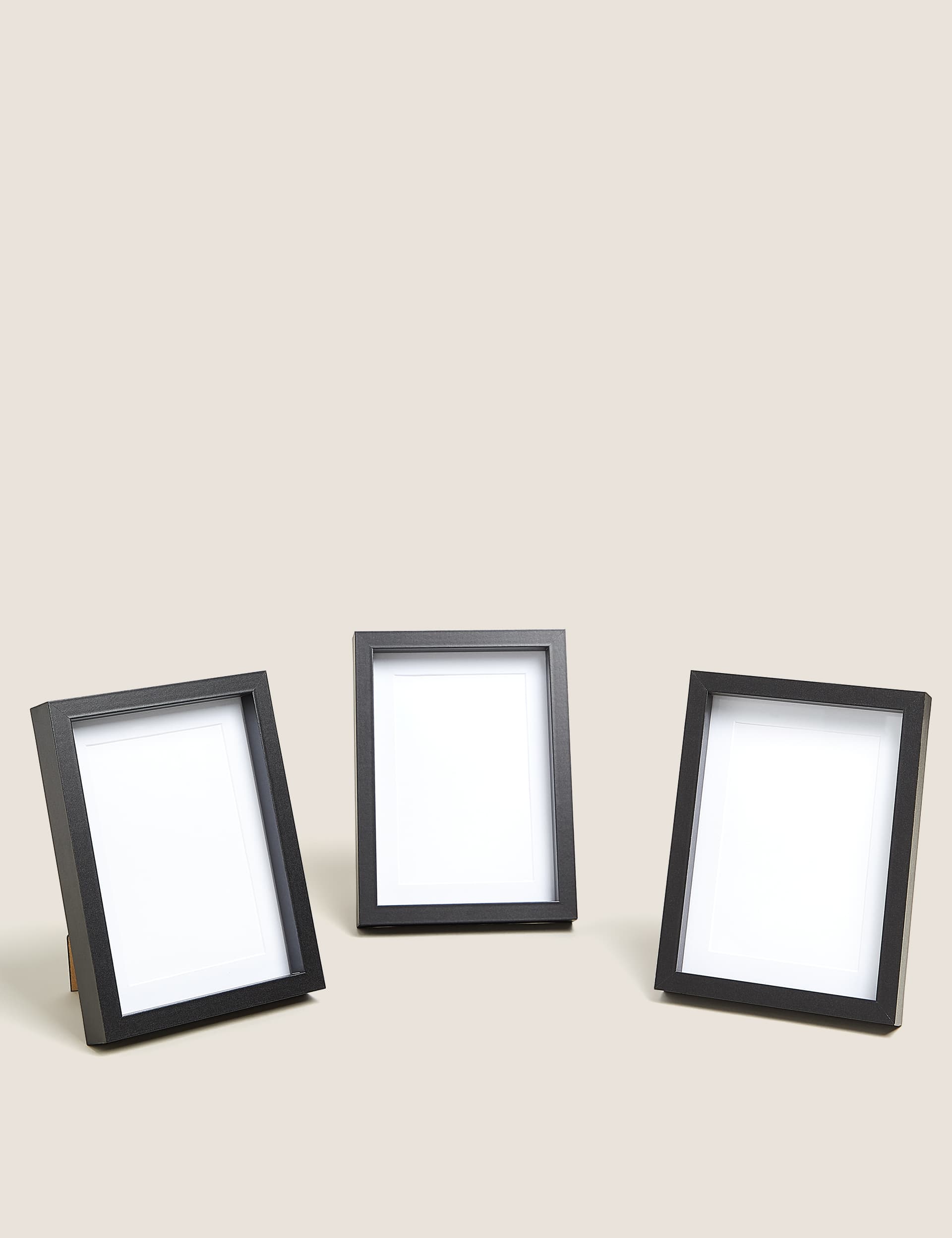 M&S Set of 3 Photo Frames 4x6 inch - Black, Black,White,Grey,Natural Mix