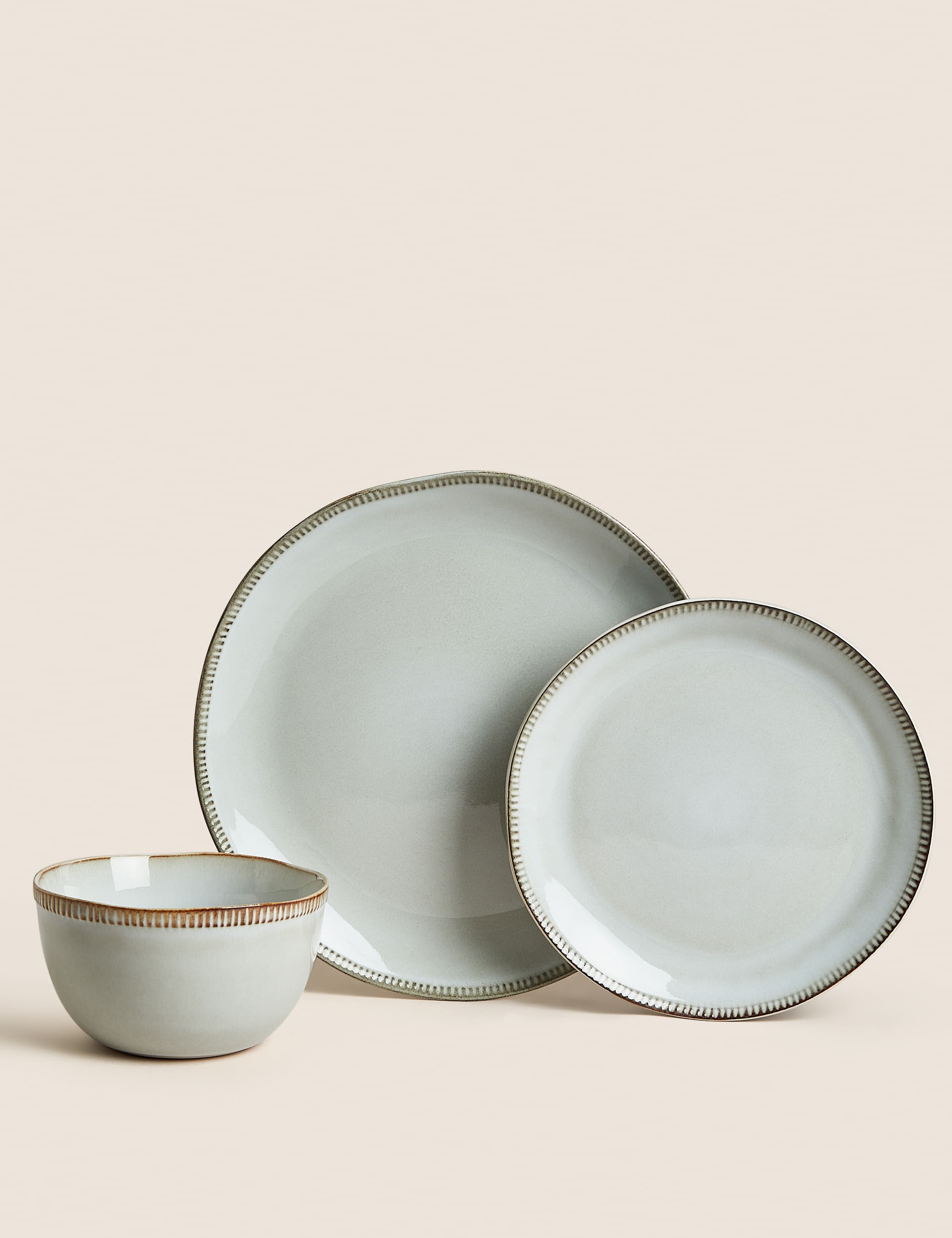 M&S X Fired Earth 12 Piece Stoneware Dinner Set