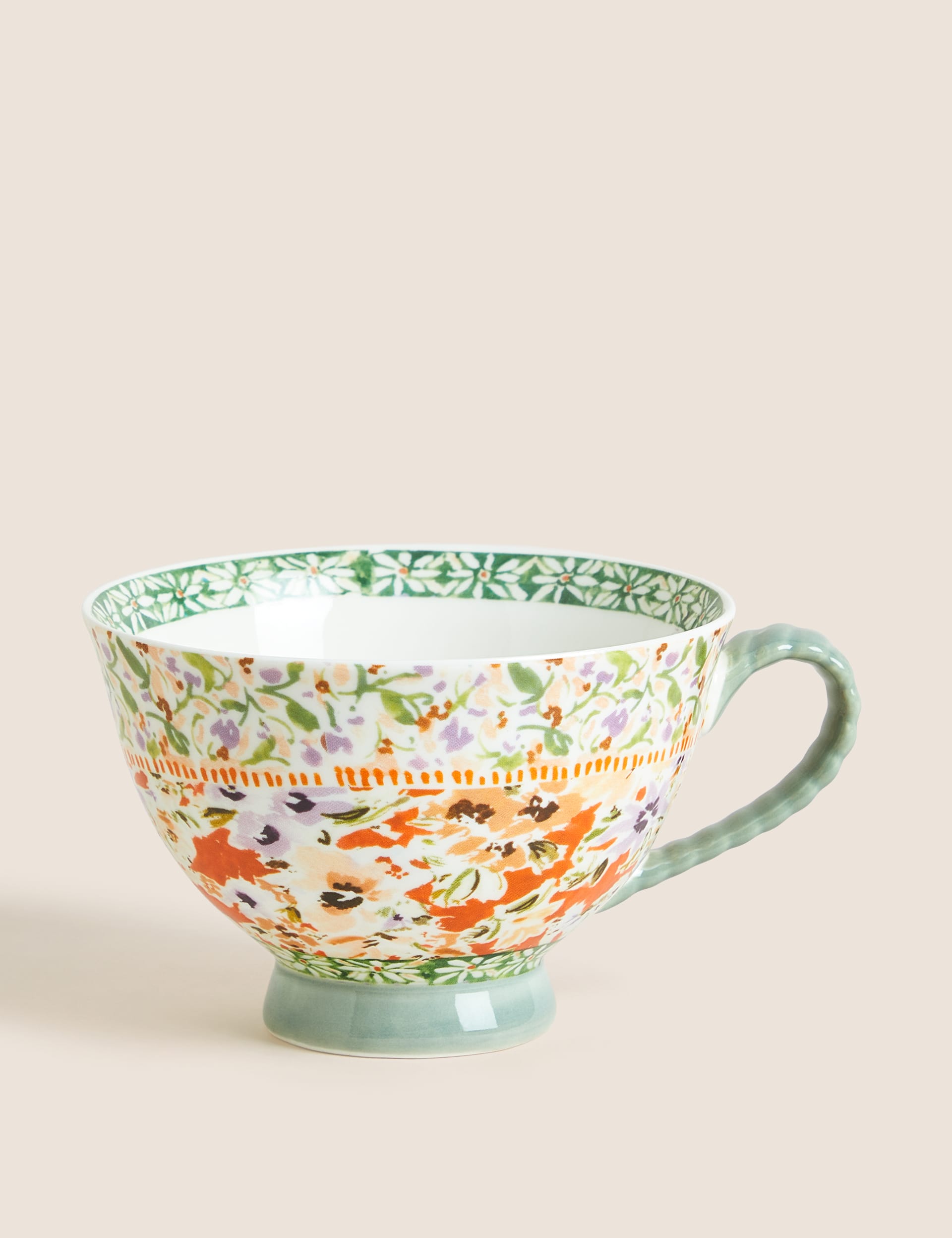 M&S Floral Footed Mug - Multi, Multi