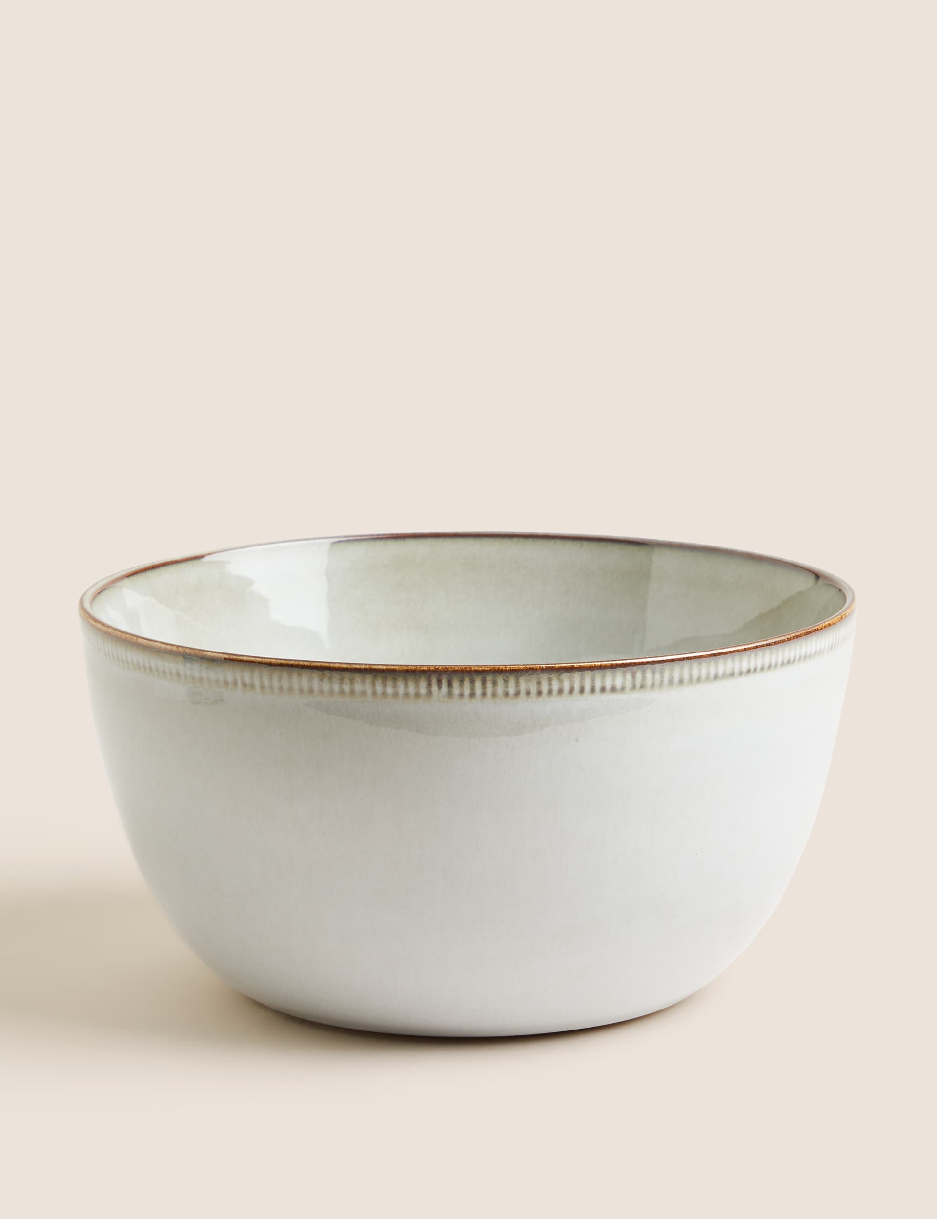 M&S X Fired Earth Stoneware Salad Bowl - Natural, Natural