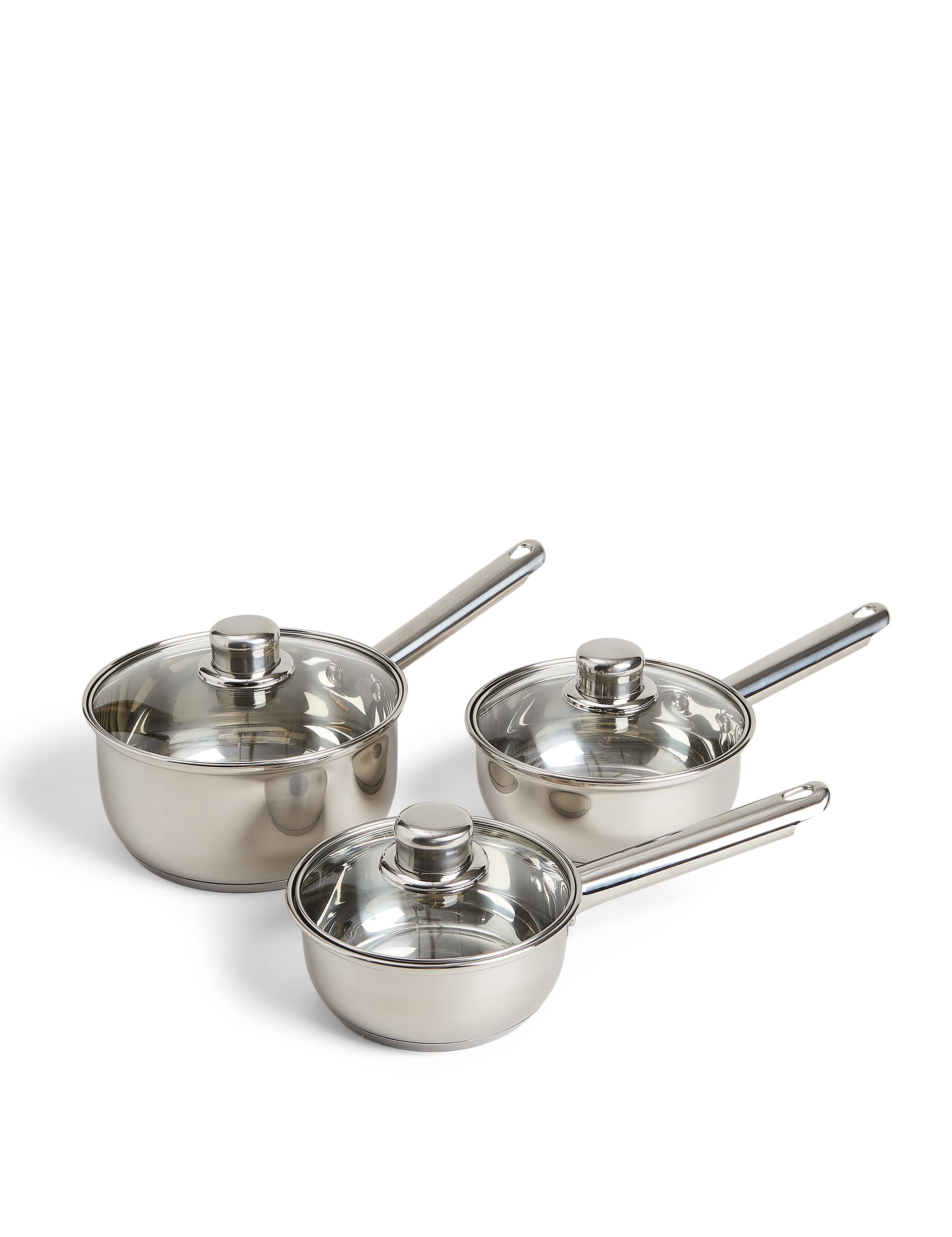 M&S 3 Piece Stainless Steel Pan Set