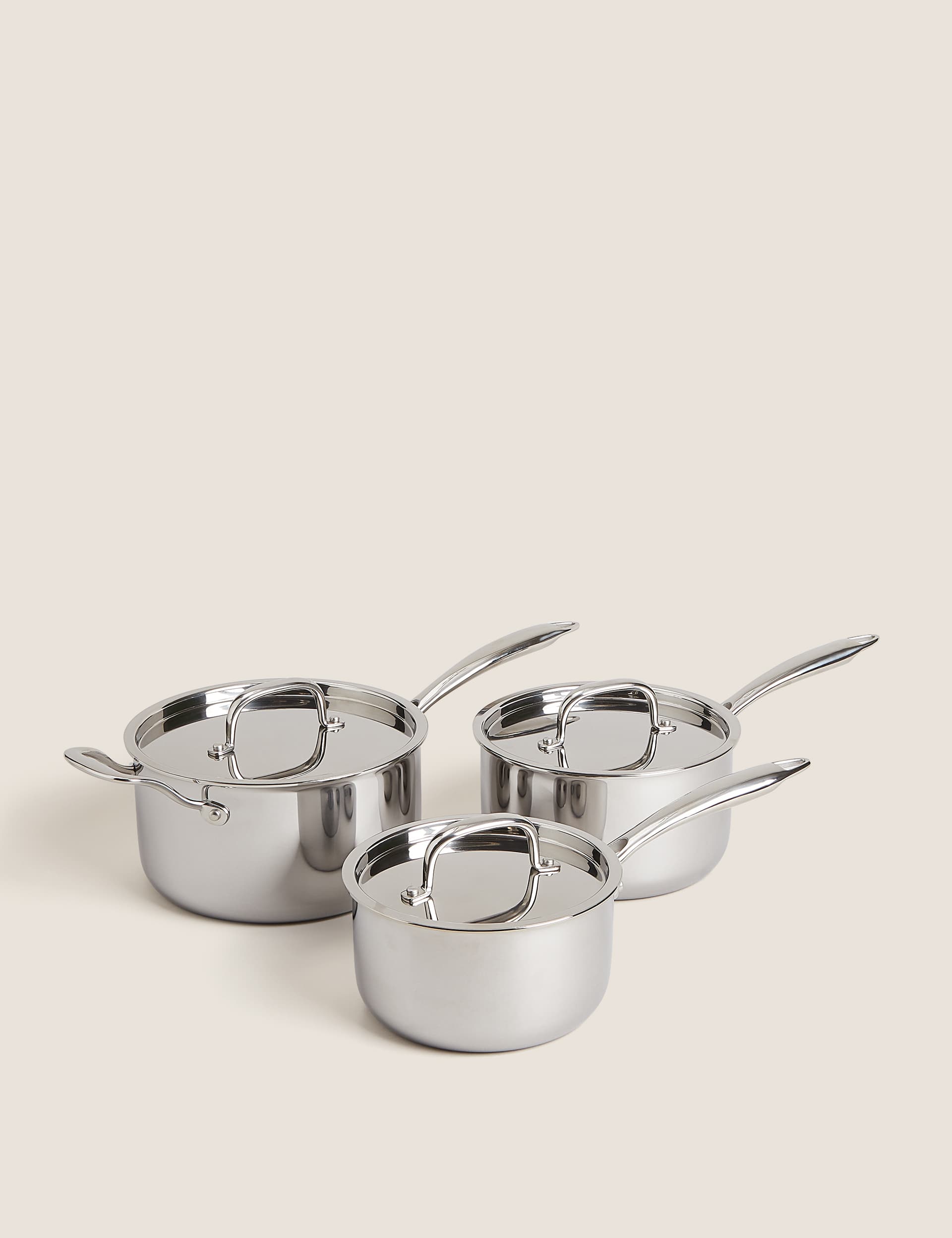 M&S 3 Piece Tri Ply Pan Set