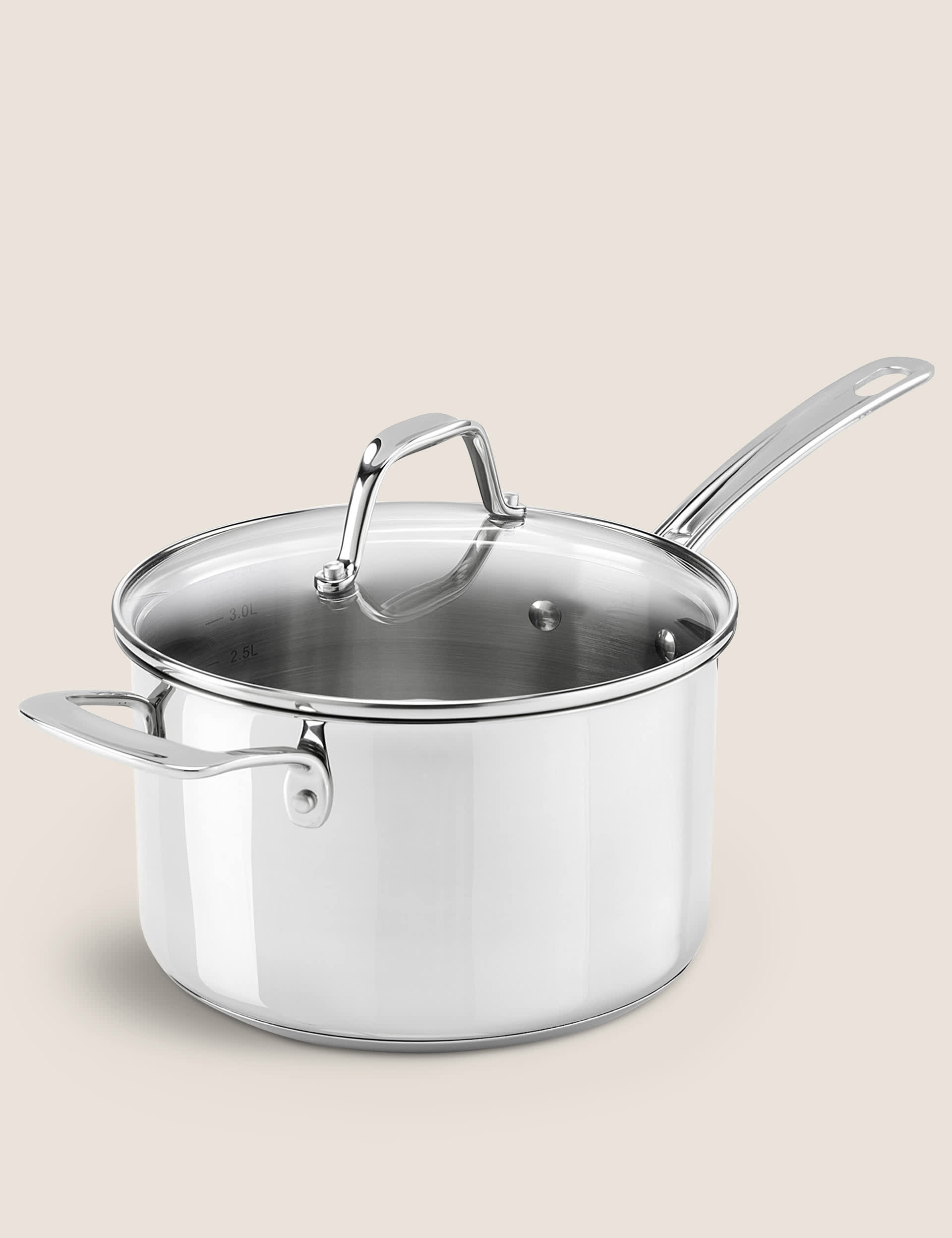 M&S Stainless Steel 20cm Large Saucepan - Silver, Silver