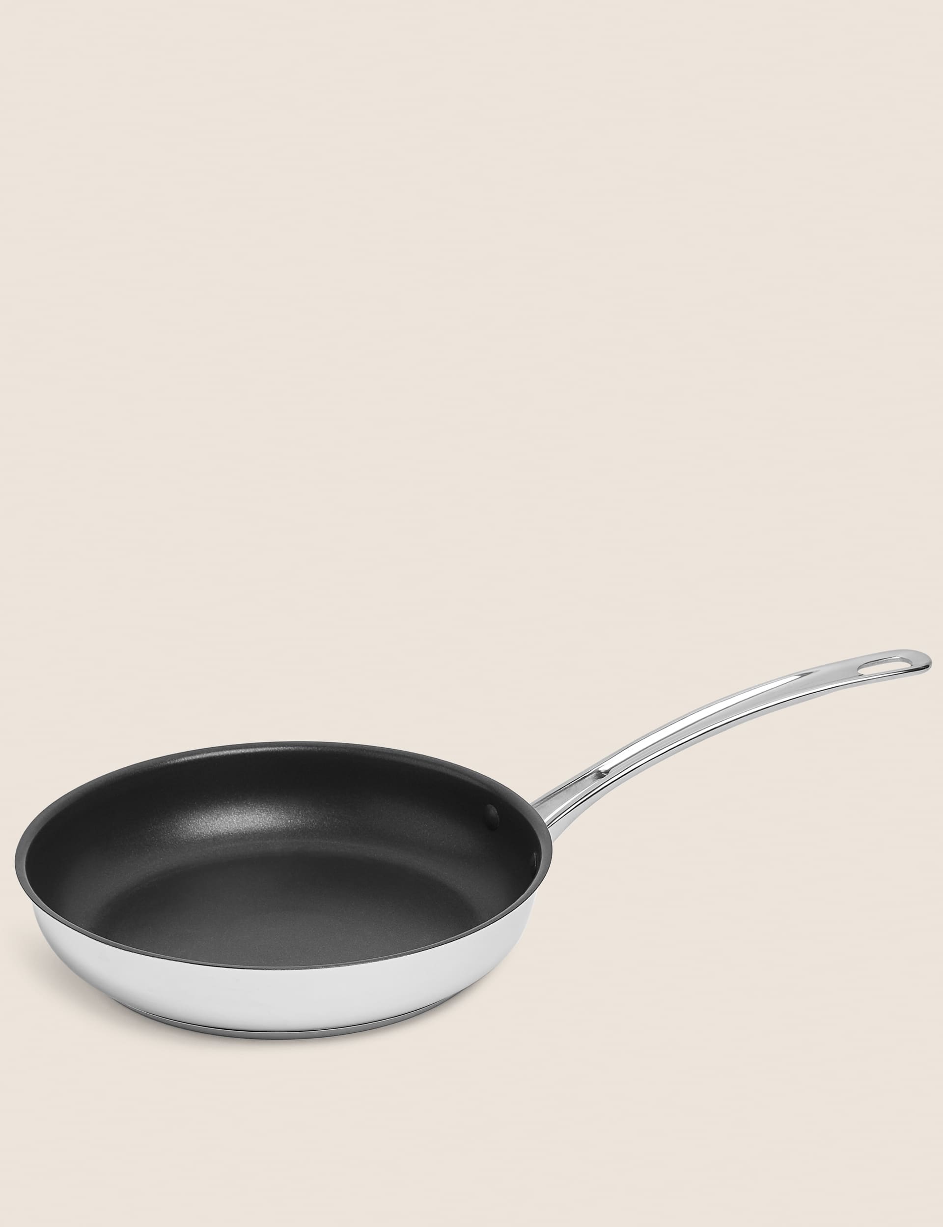 M&S Stainless Steel 24cm Medium Frying Pan - Silver, Silver