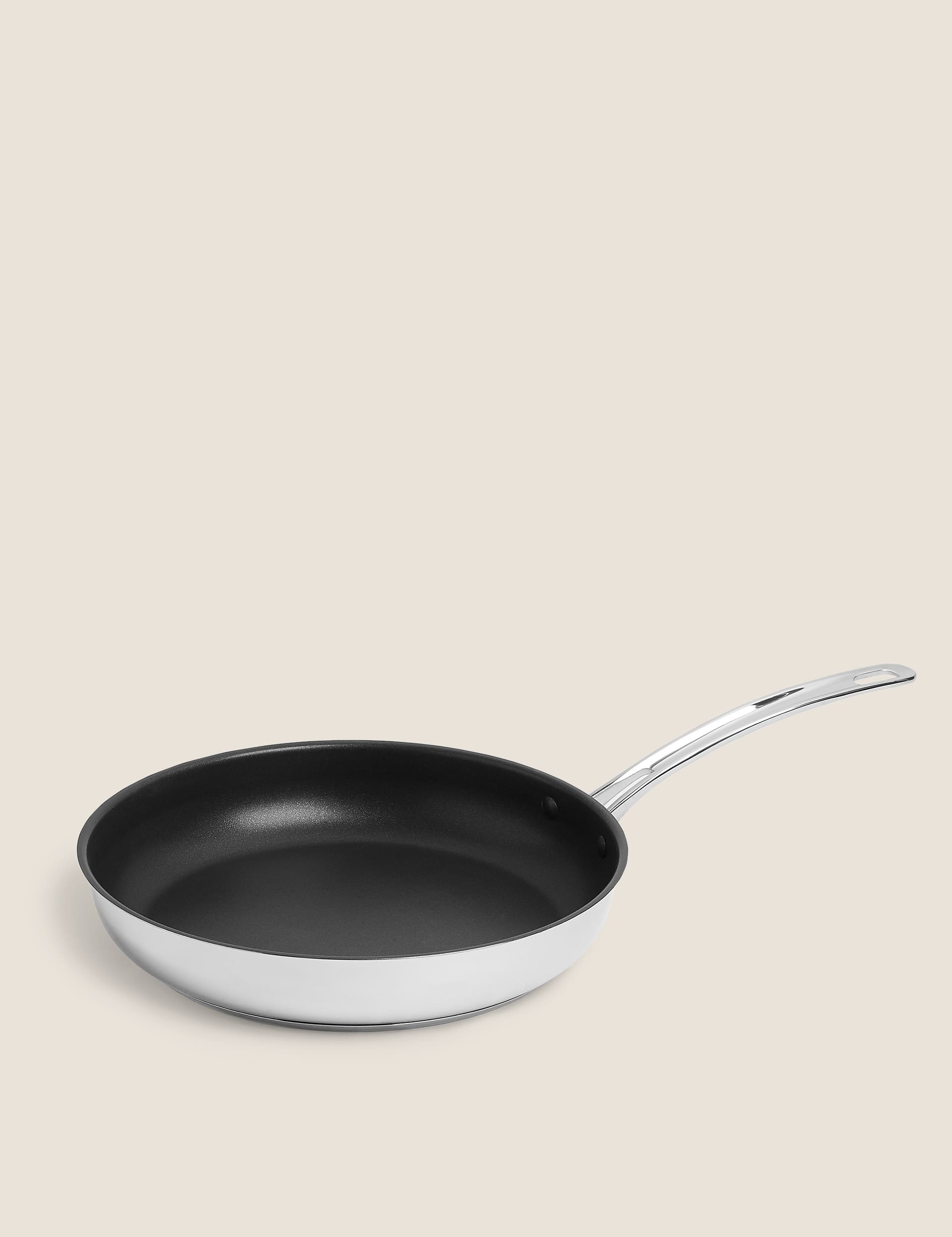 M&S Stainless Steel 28cm Large Frying Pan - Silver, Silver