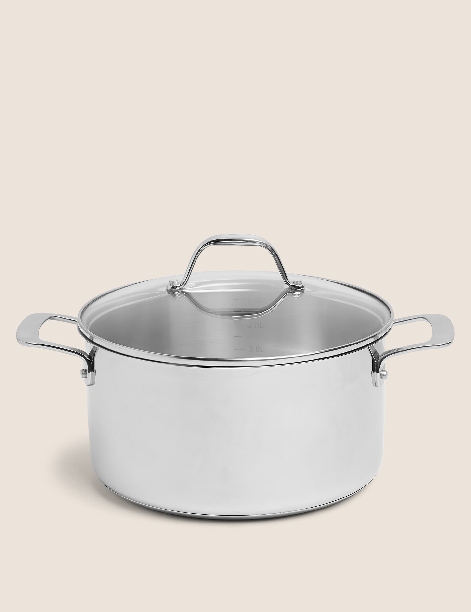 M&S Stainless Steel 24cm Medium Stock Pot - Silver, Silver