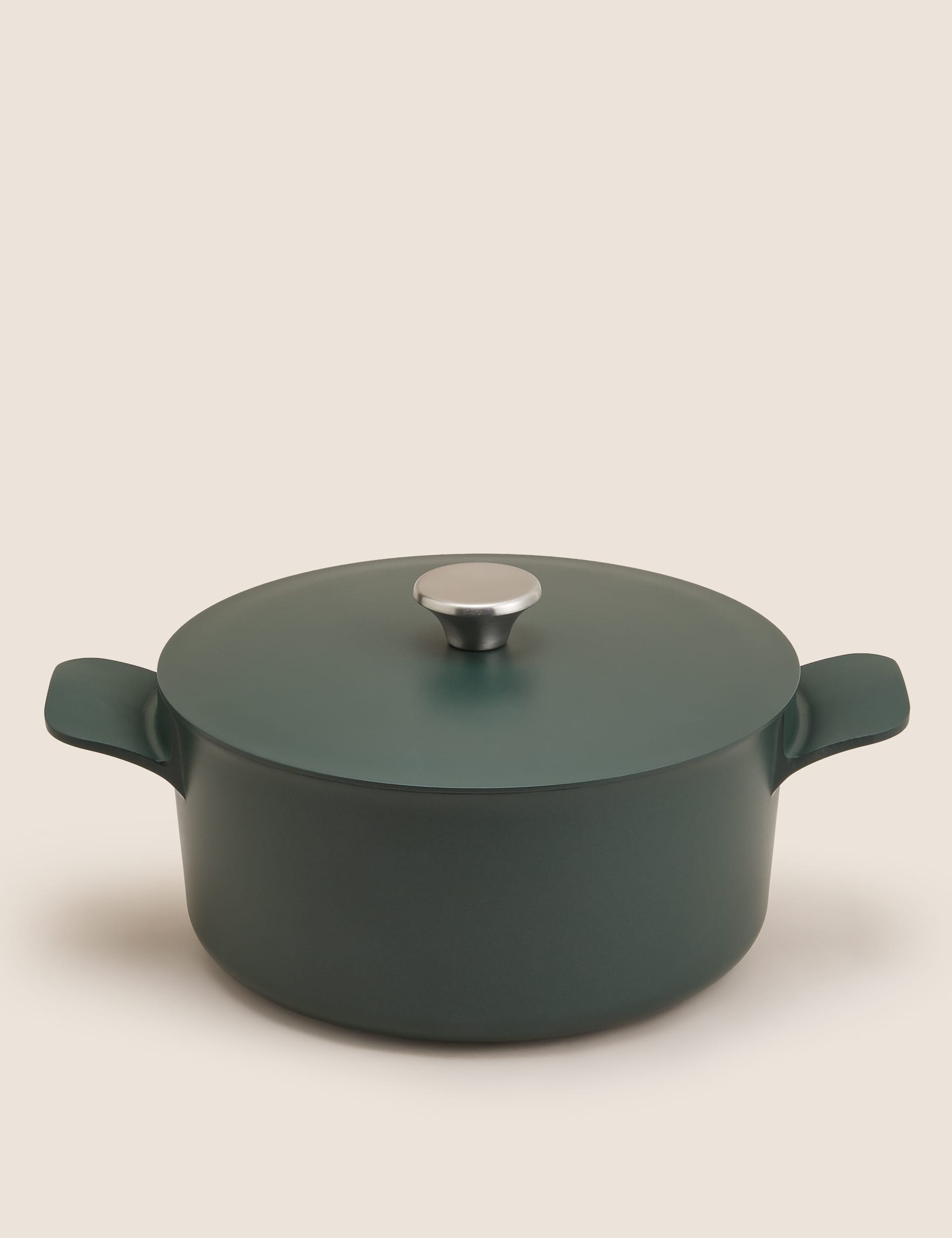 M&S Cast Aluminium 5L Casserole Dish - Dark Green, Charcoal,Terracotta,Ivory,Dark Green