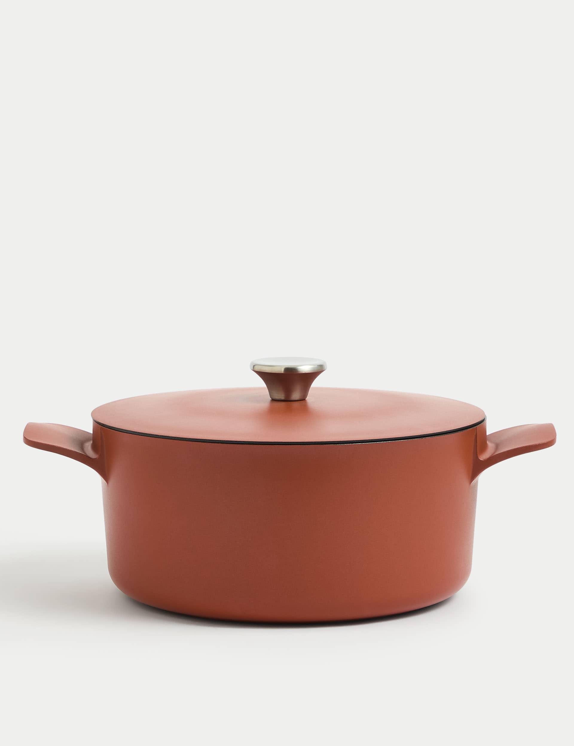 M&S Collection Cast Aluminium 5L Casserole Dish - Terracotta, Charcoal,Ivory,Dark Green,Terracotta