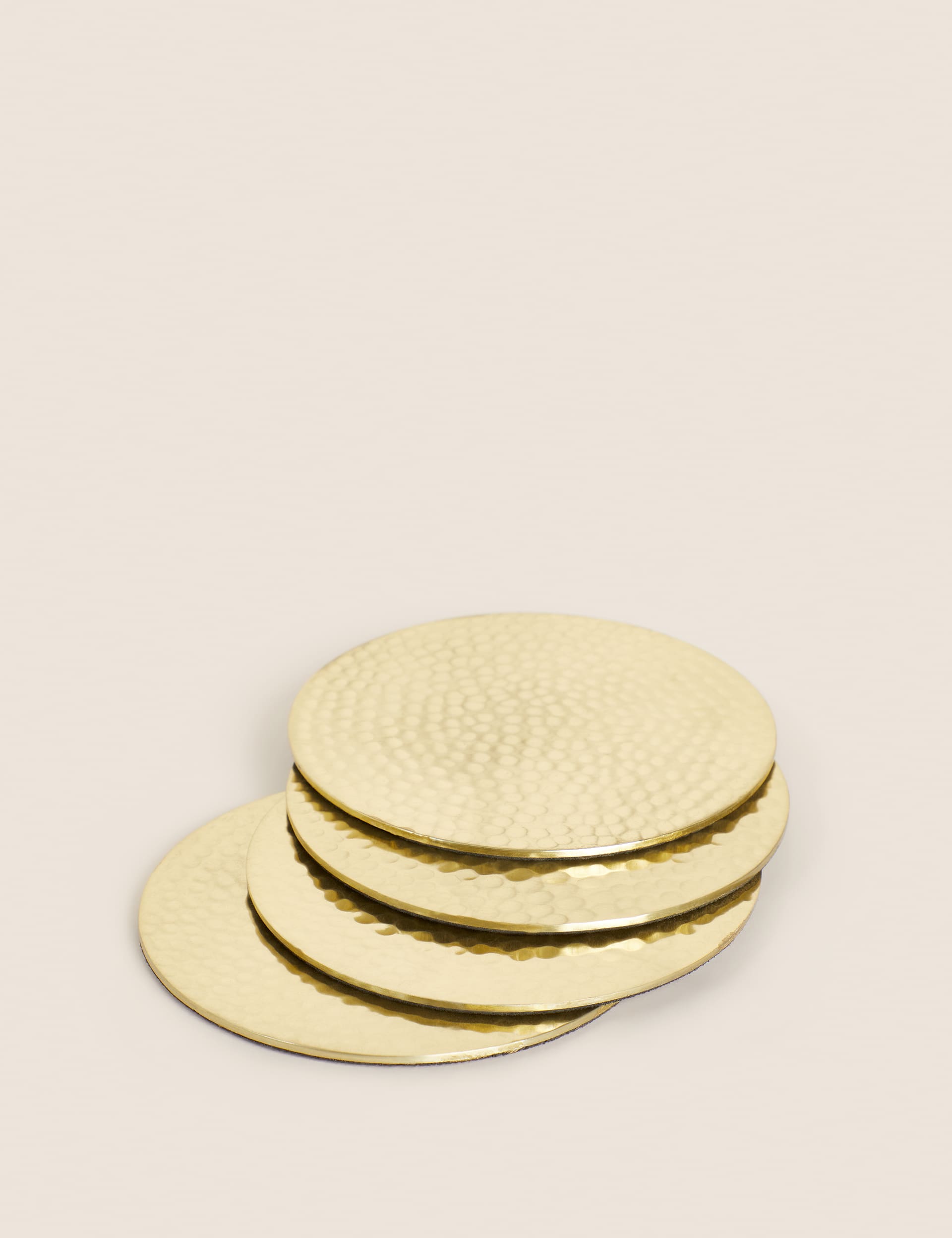 M&S Set of 4 Hammered Metal Coasters - Gold, Gold