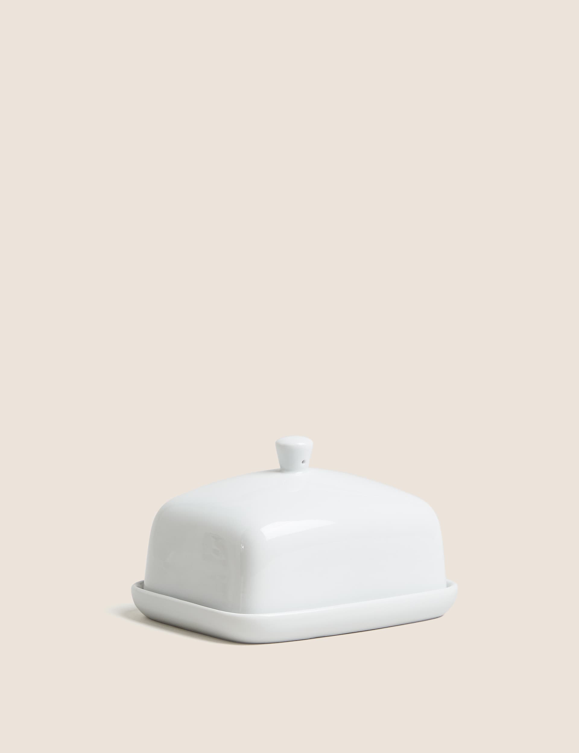 M&S Collection Maxim Porcelain Butter Dish - White, White