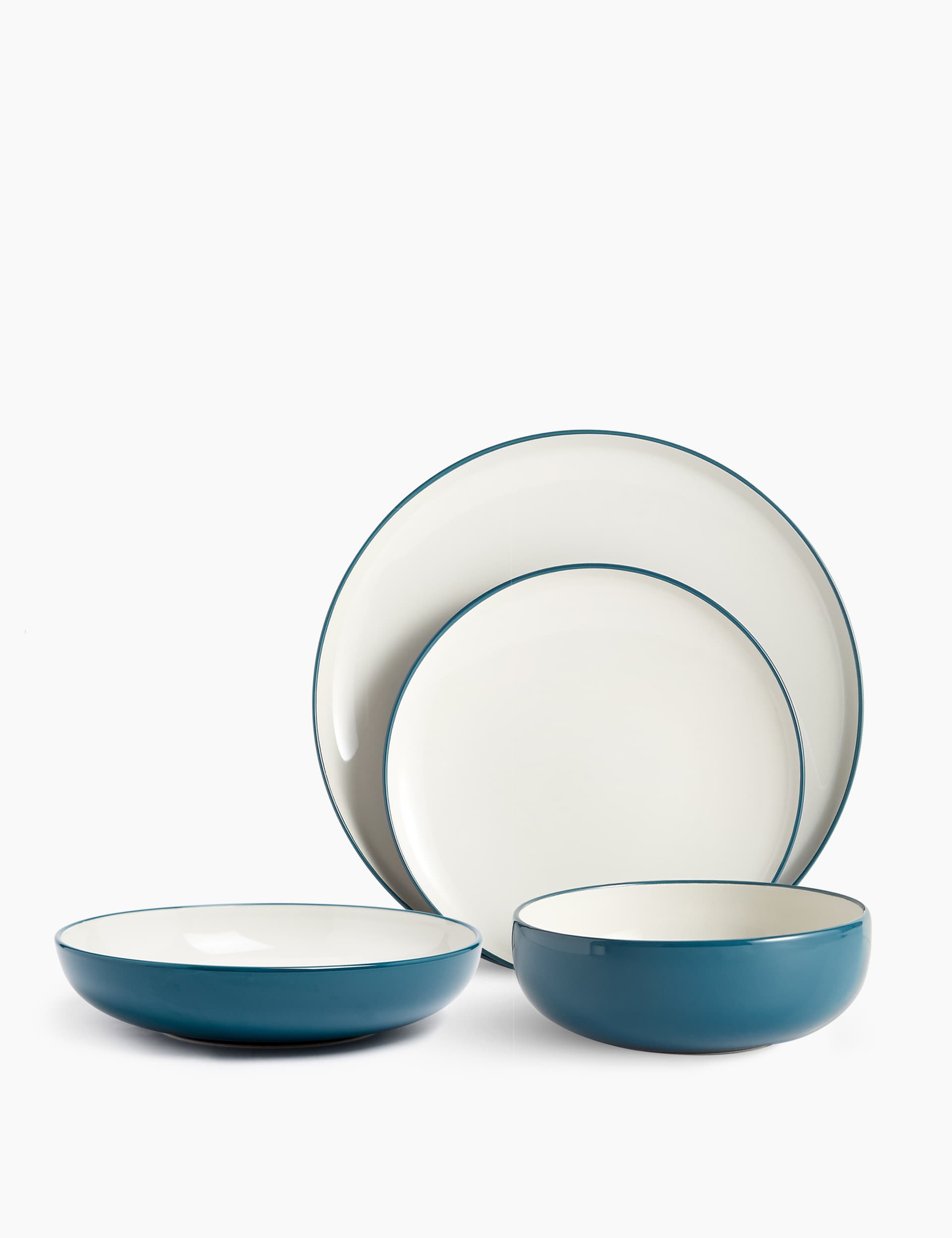 M&S 16 Piece Tribeca Dinner Set - Teal, Teal