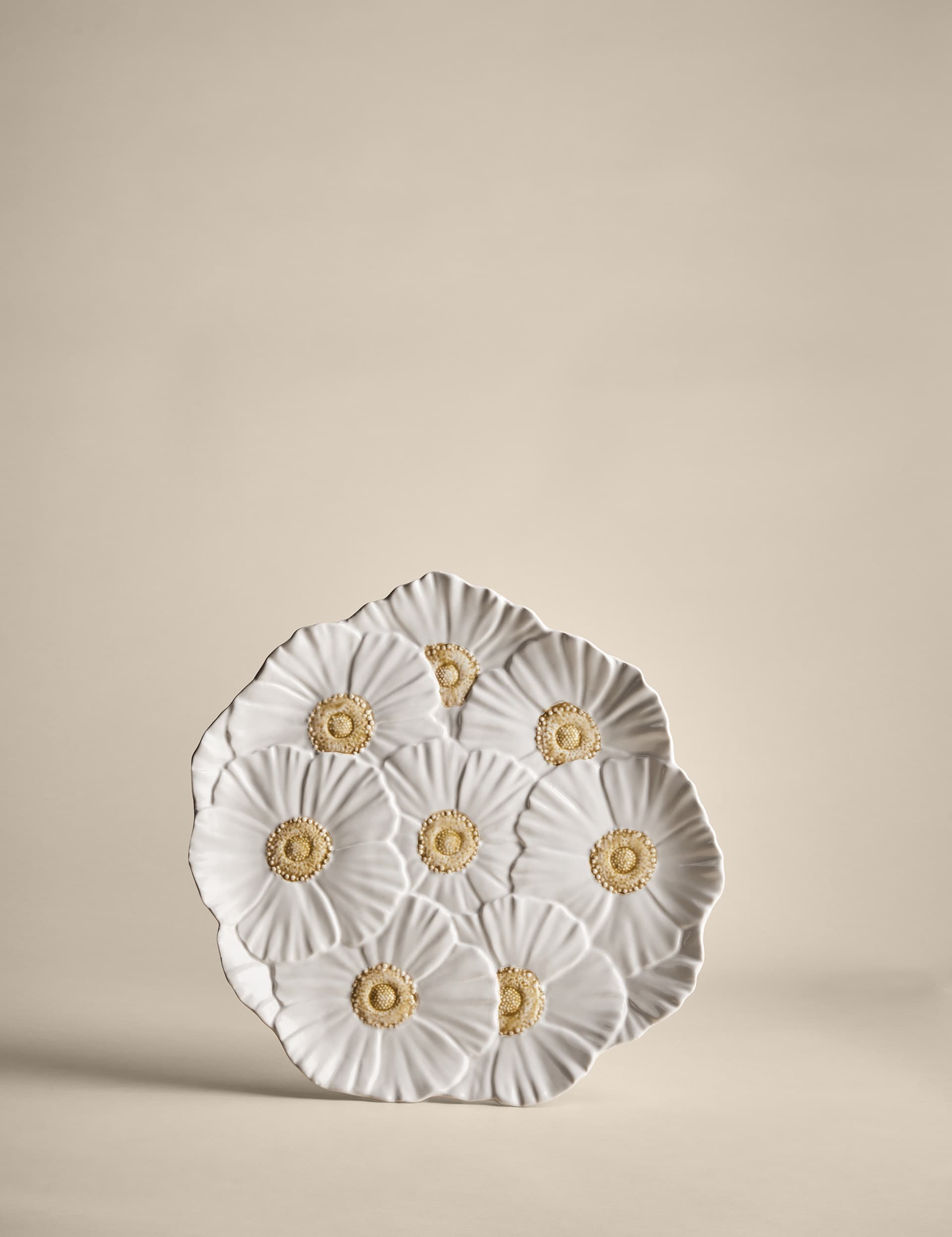 M&S Collection Floral Serving Platter - White, White