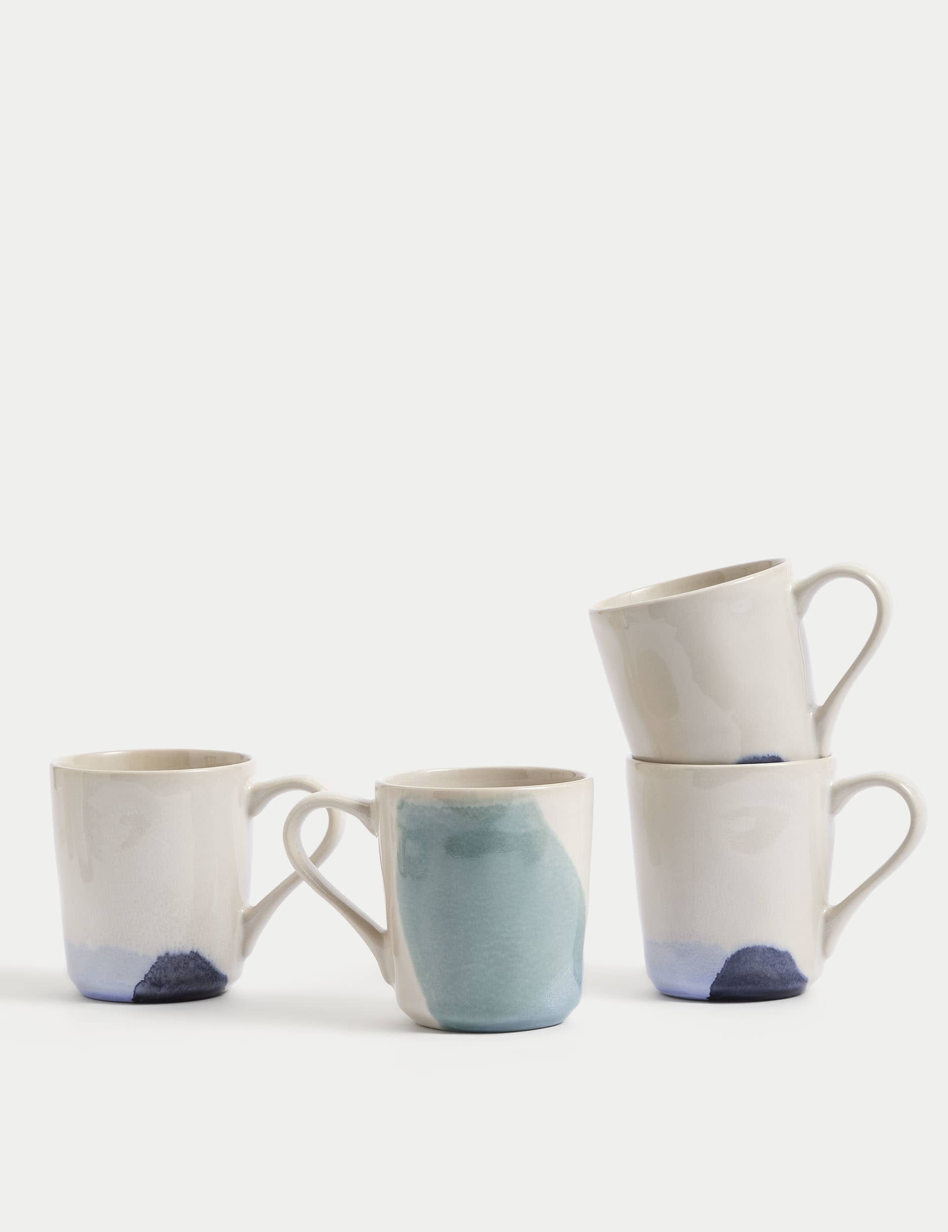 M&S Set of 4 Watercolour Mugs - Multi, Multi