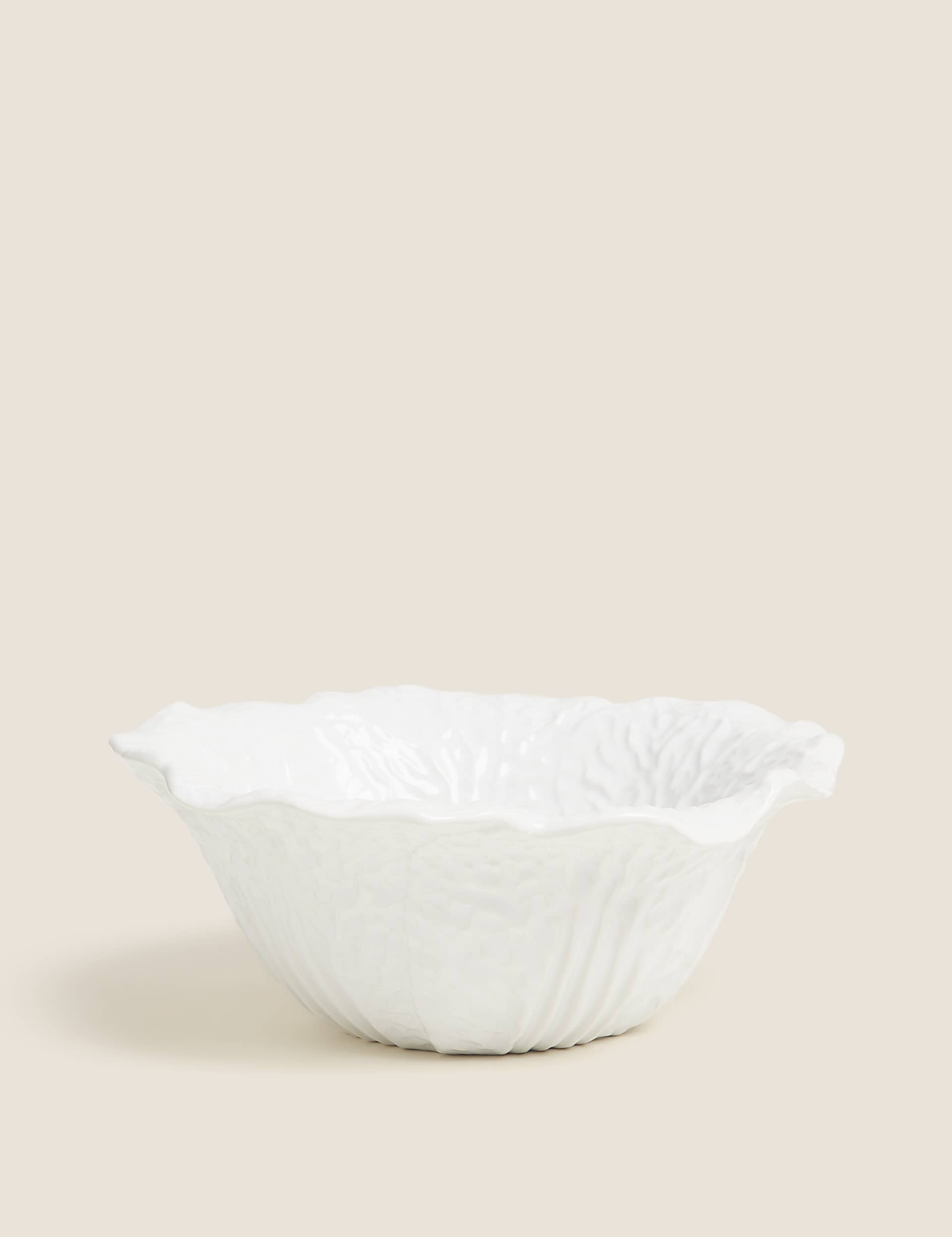 M&S Cabbage Serving Bowl - White, White