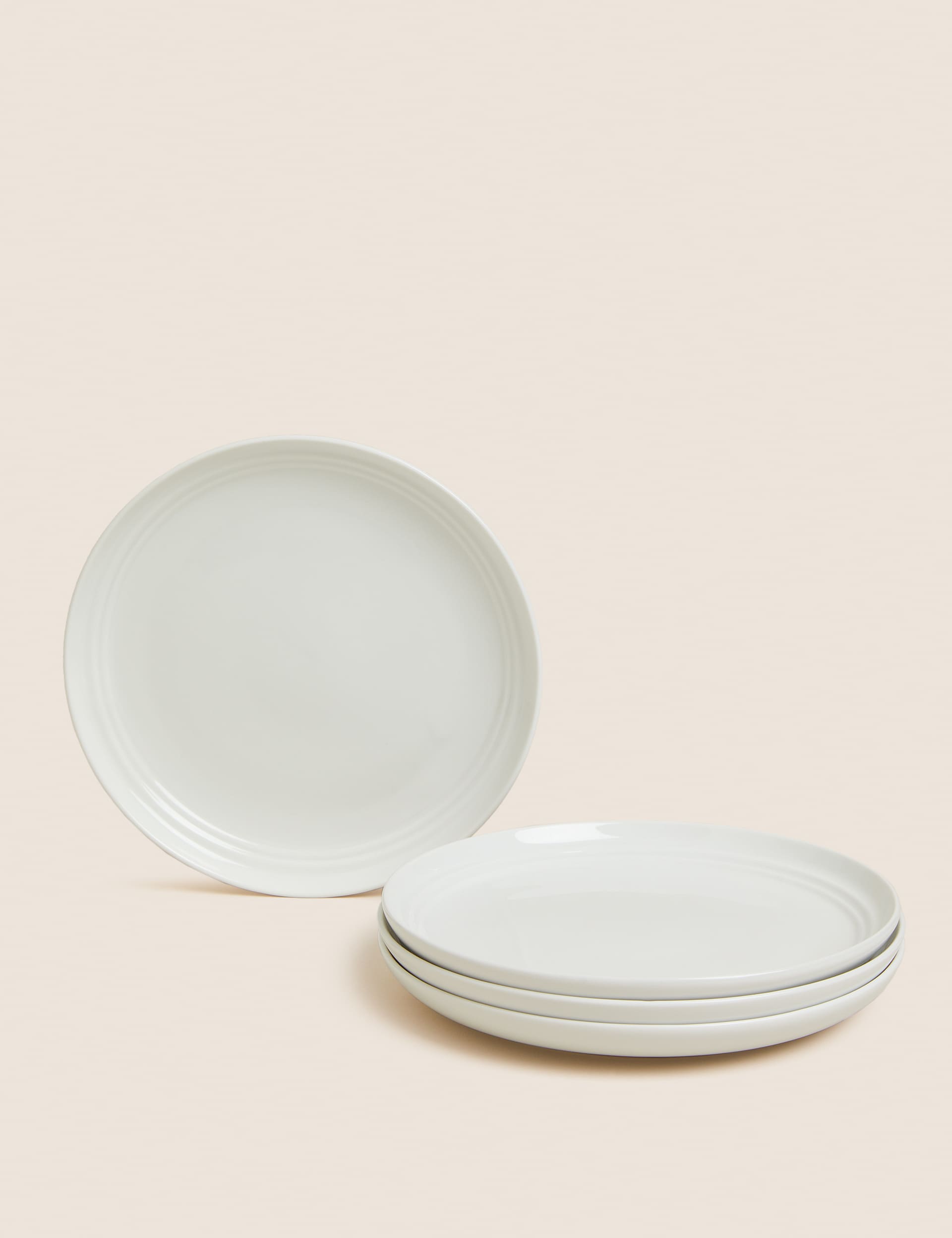 M&S Set Of 4 Marlowe Side Plates - White, Light Grey,White