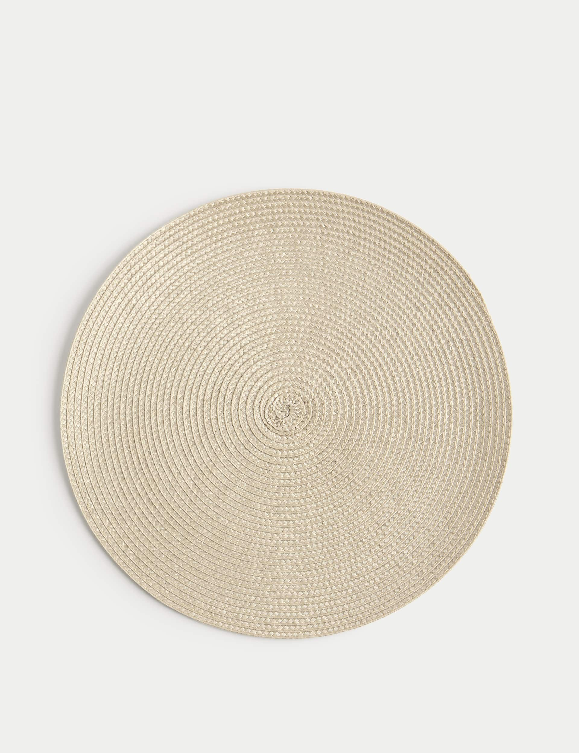 M&S Collection Set of 4 Round Woven Placemats - Natural, Natural,Grey,Blue