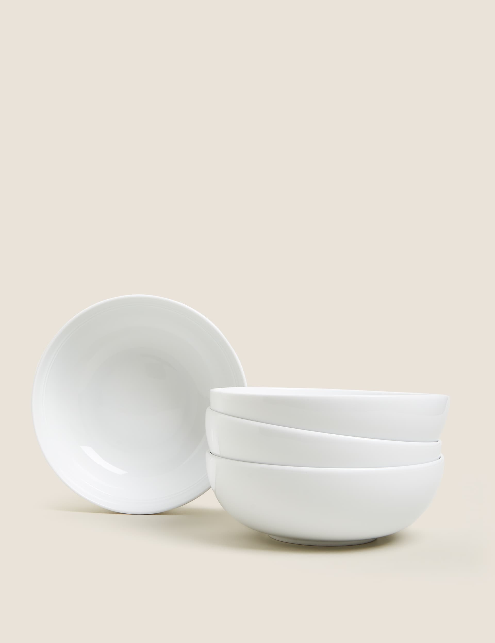 M&S Set of 4 Marlowe Cereal Bowls - White, White