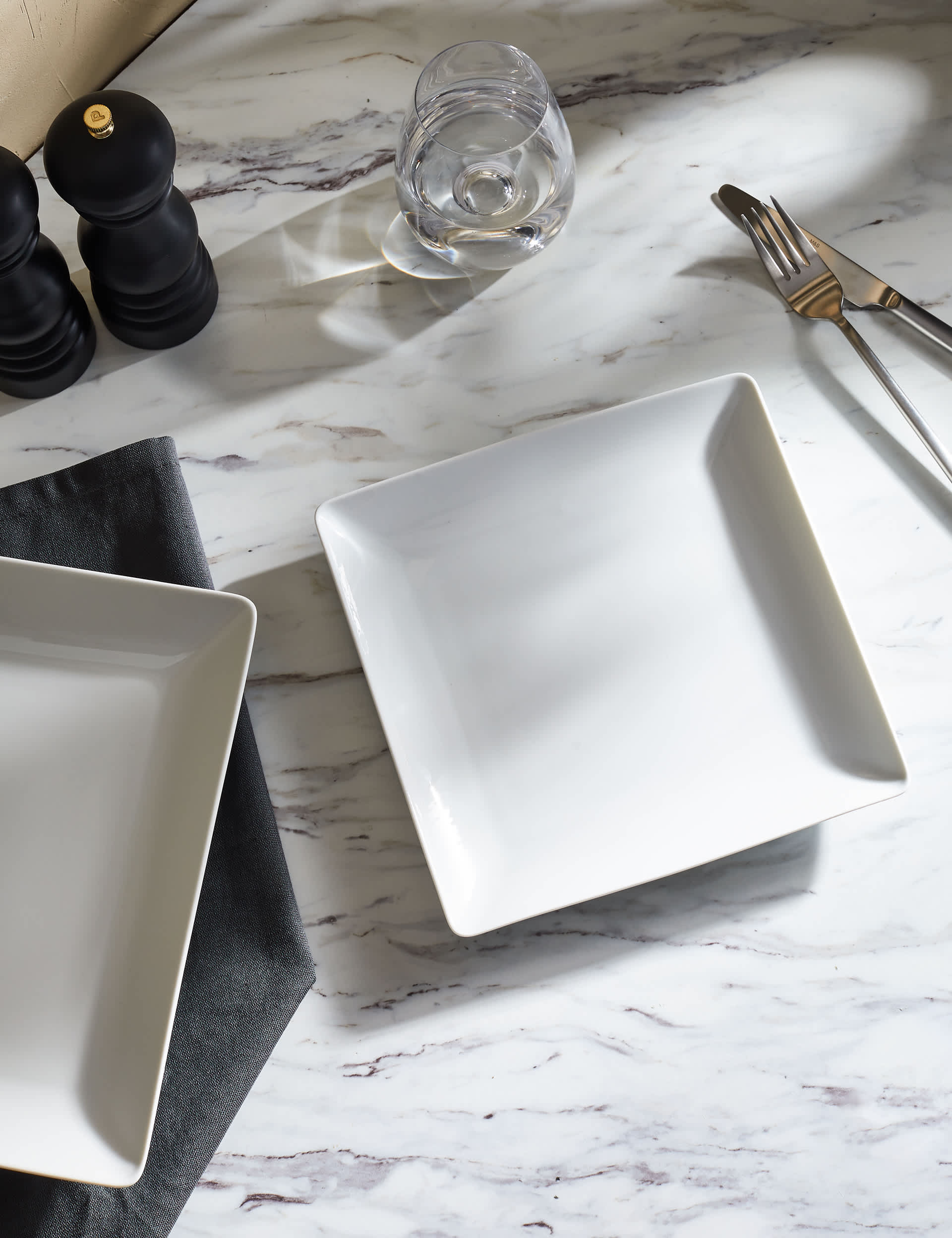 M&S Maxim Square Side Plate - White, White