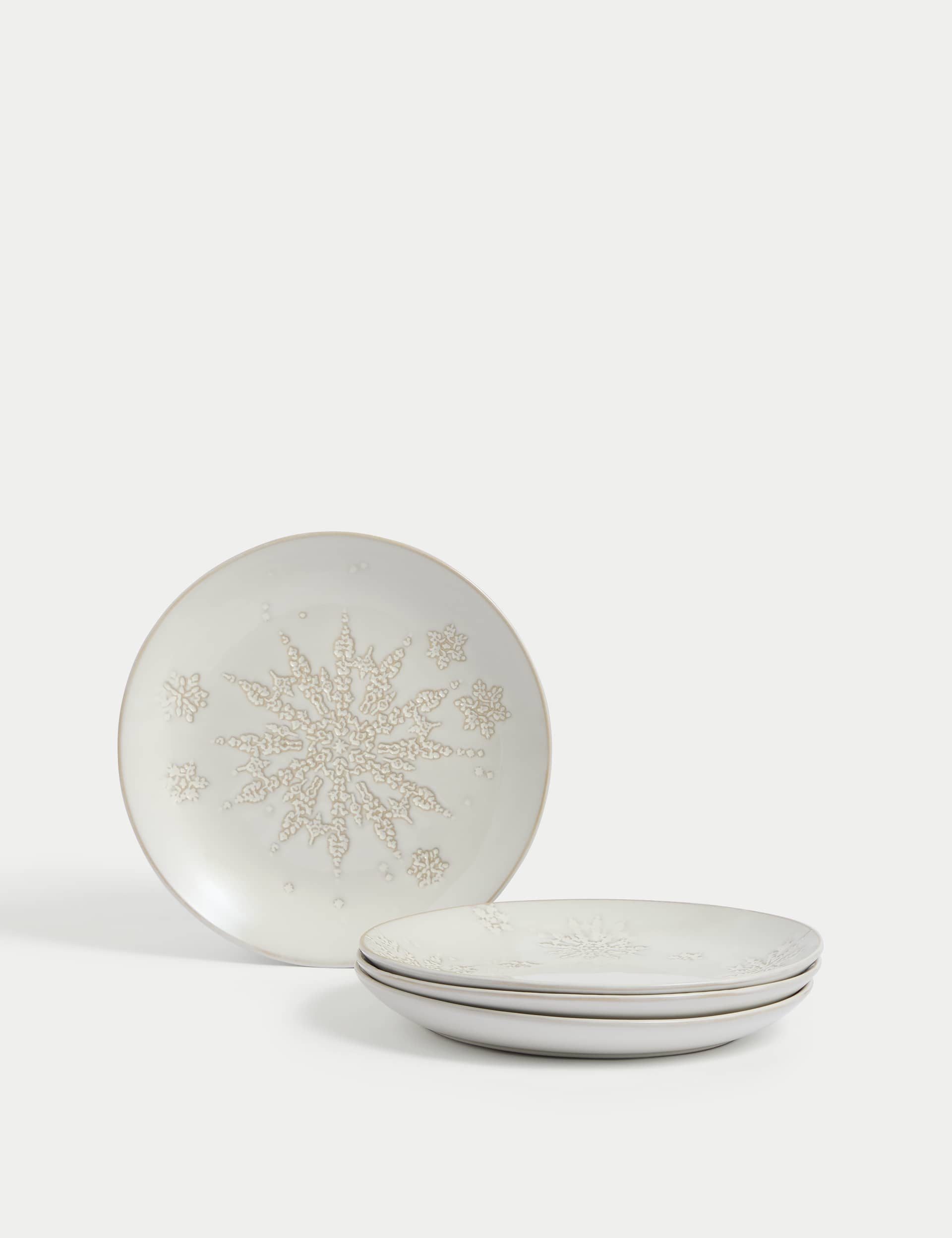 M&S Set of 4 Snowflake Side Plates - Natural, Natural