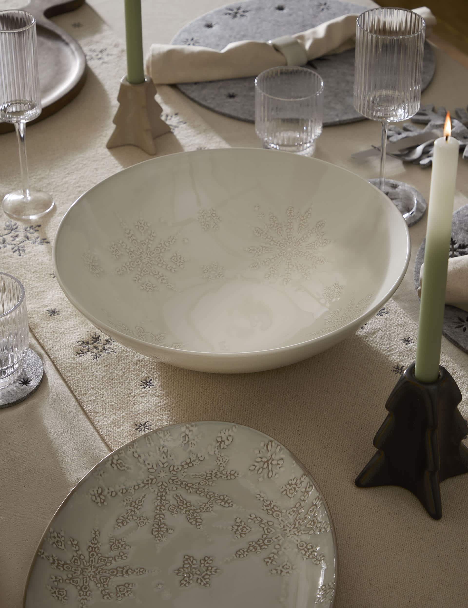 M&S Snowflake Serving Bowl - Natural, Natural