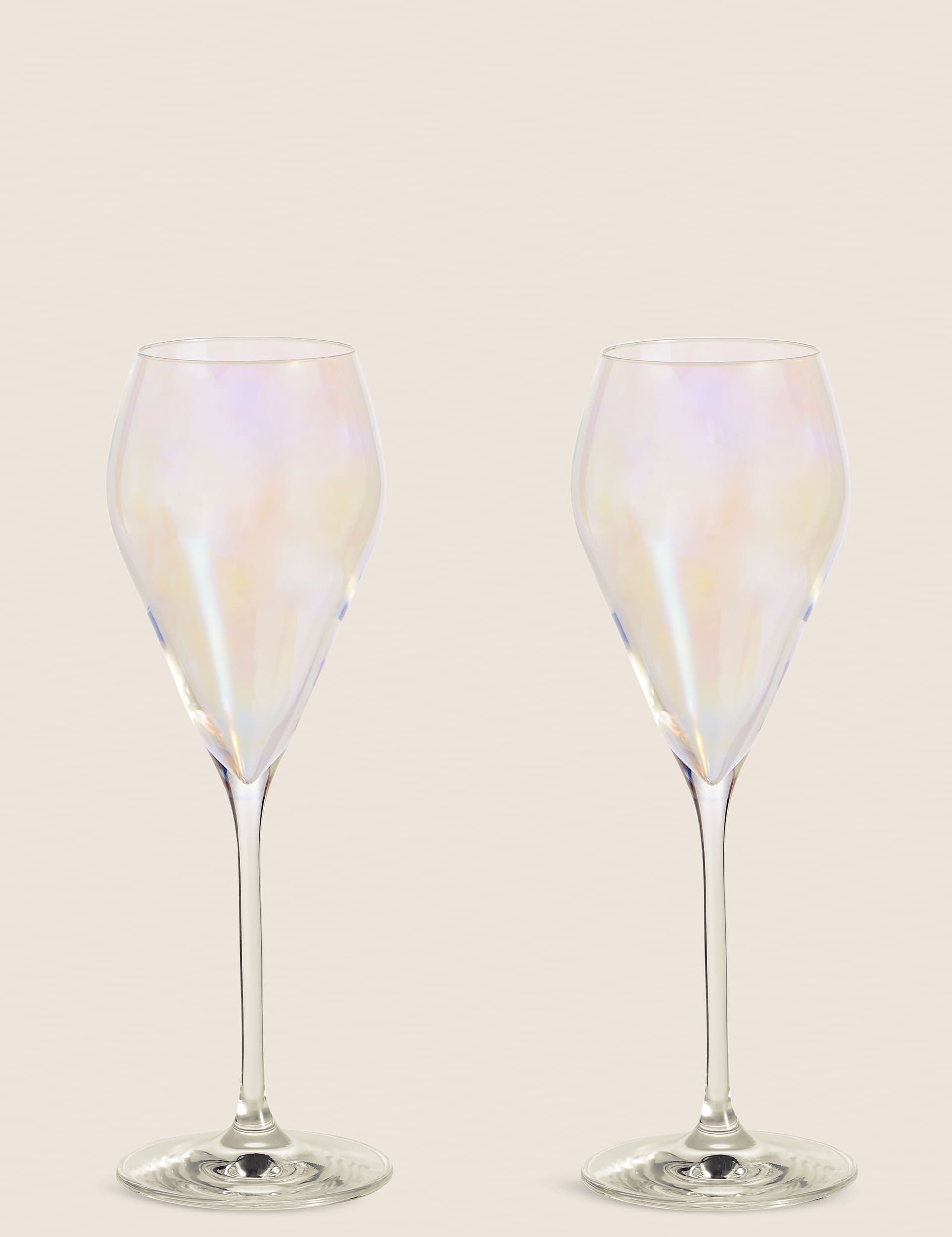 M&S Collection Set of 2 Lustre Prosecco Glasses - Pearl, Pearl