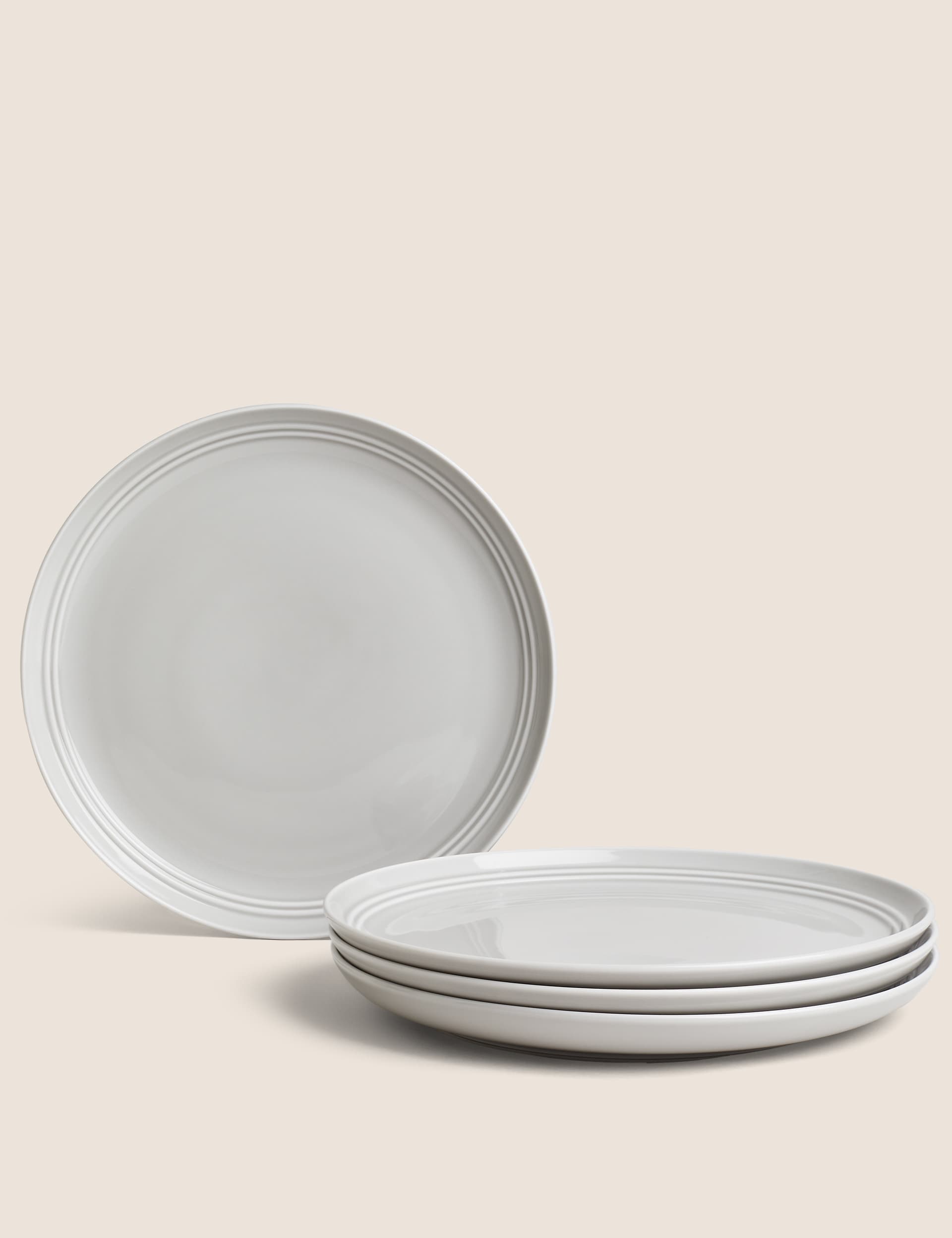 M&S Set of 4 Marlowe Dinner Plates - Light Grey, Light Grey