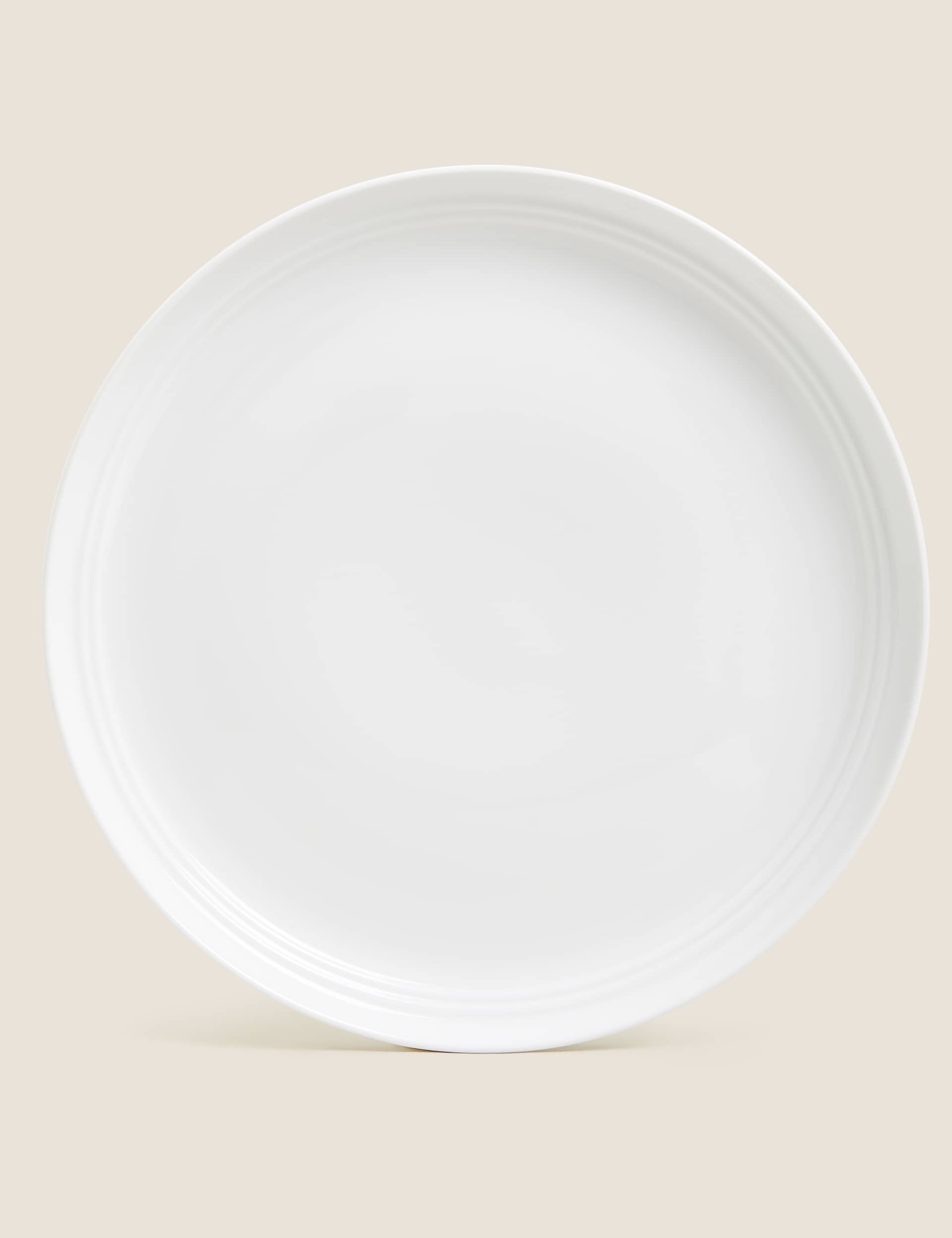 M&S Collection Set of 4 Marlowe Dinner Plates - White, White,Light Grey