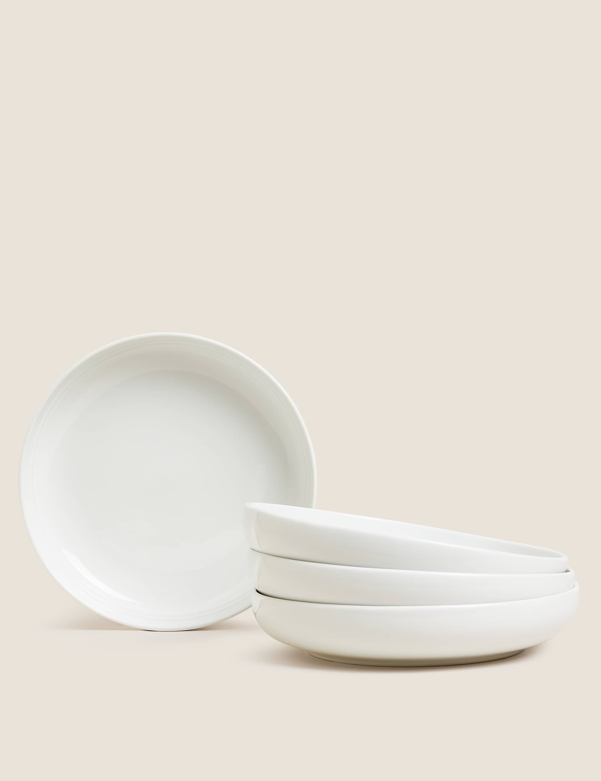 M&S Set of 4 Marlowe Pasta Bowls - White, White,Light Grey