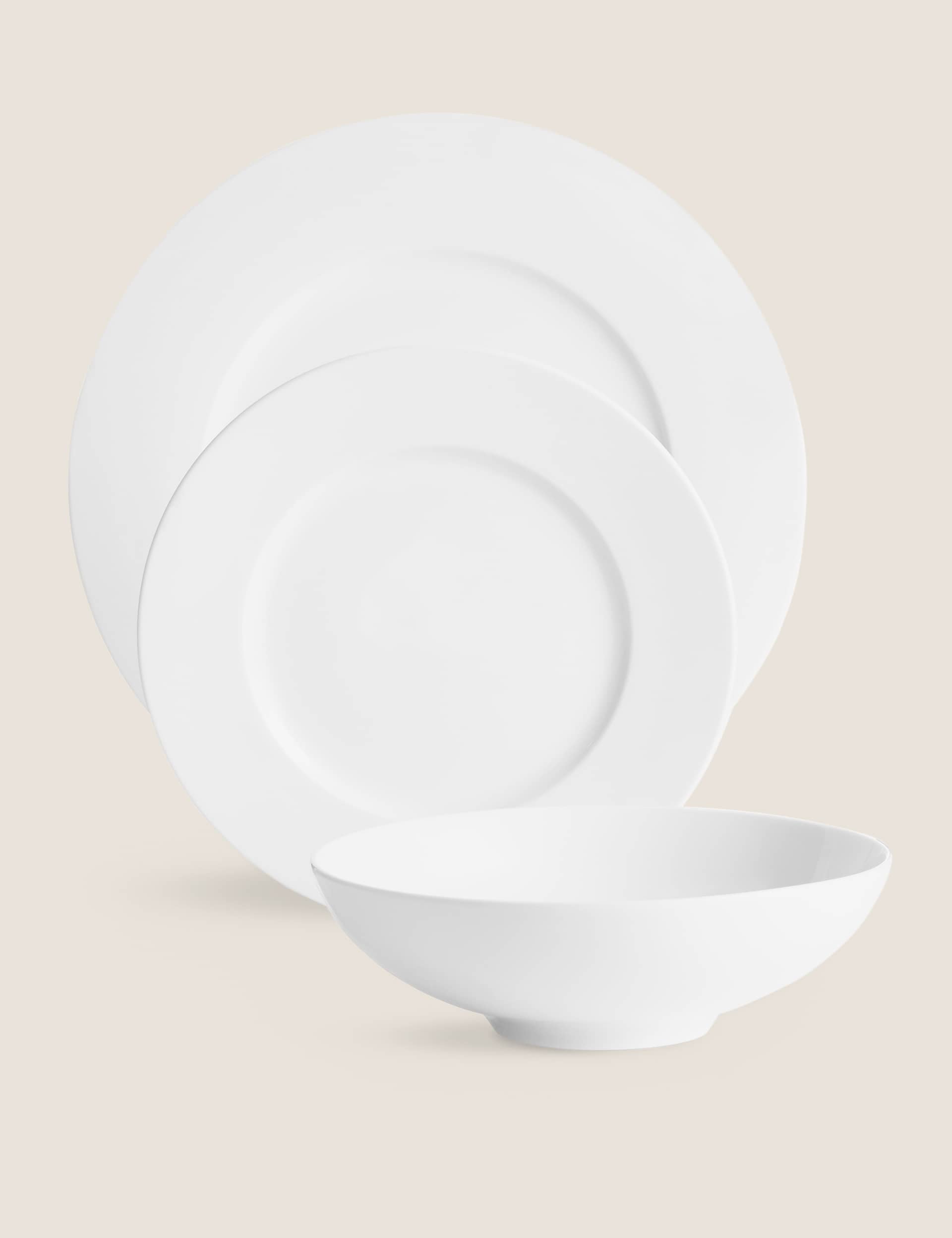 M&S Collection 12 Piece Maxim Dinner Set - White, White