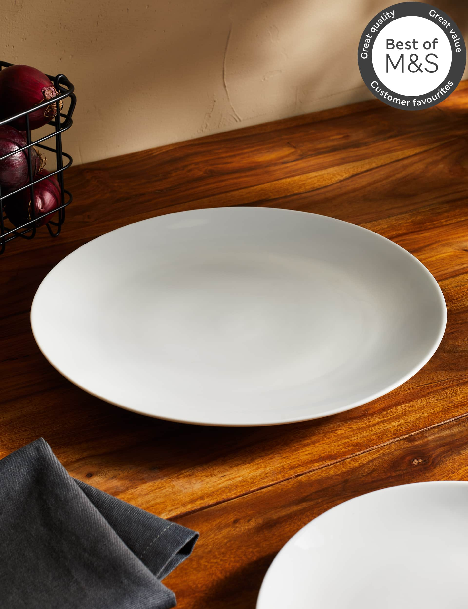 M&S Collection Maxim Coupe Dinner Plate - White, White