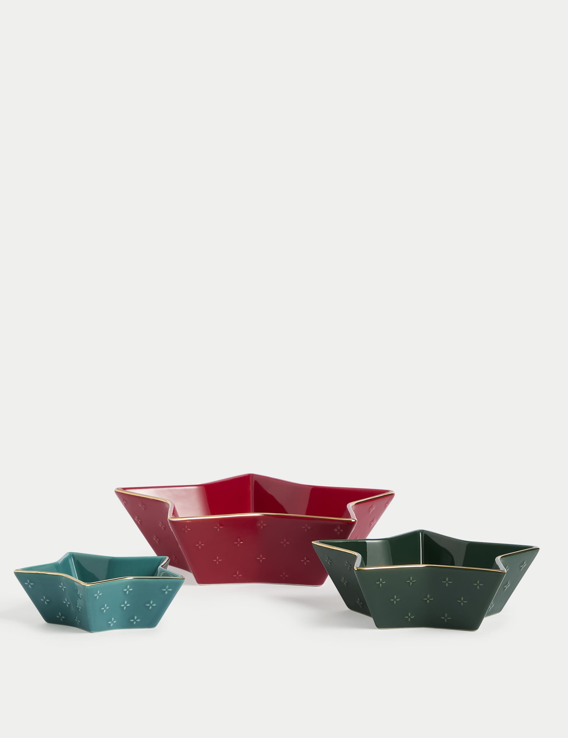 M&S Set of 3 Star Nibble Bowls - Multi, Multi