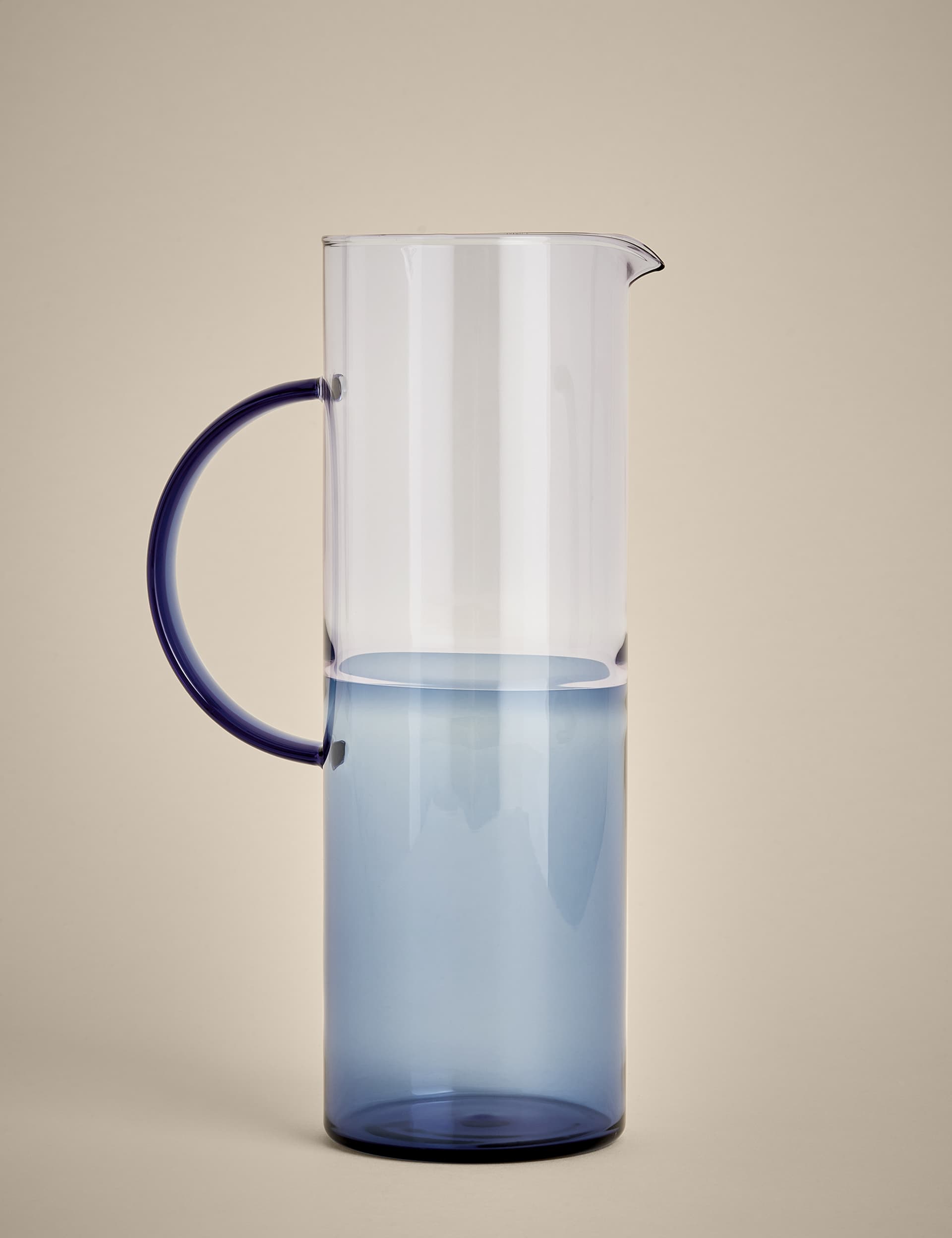 M&S Collection Glass Two Tone Jug - Blue, Blue