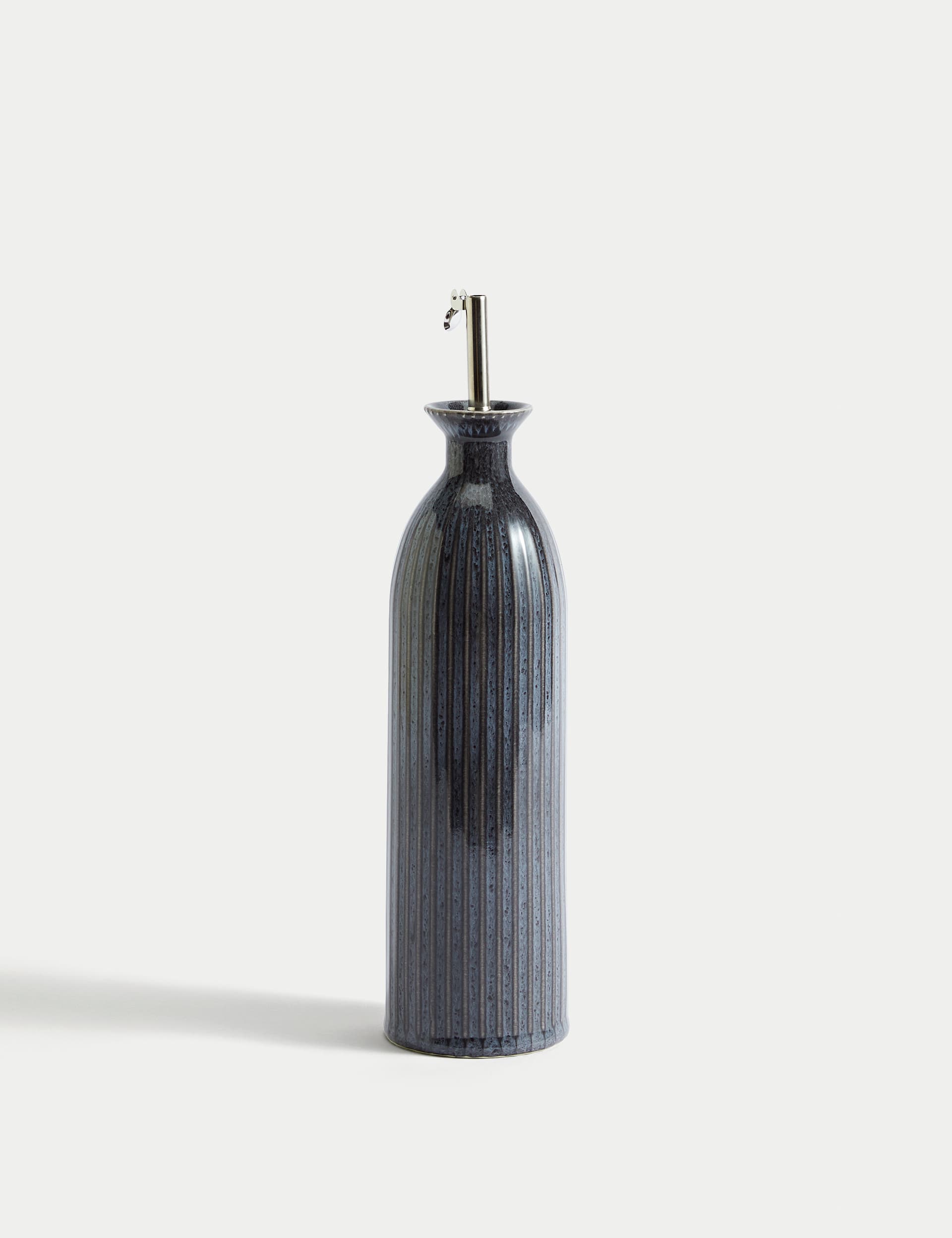 M&S Collection Ribbed Oil & Vinegar Pourer - Charcoal, Charcoal,Cream C