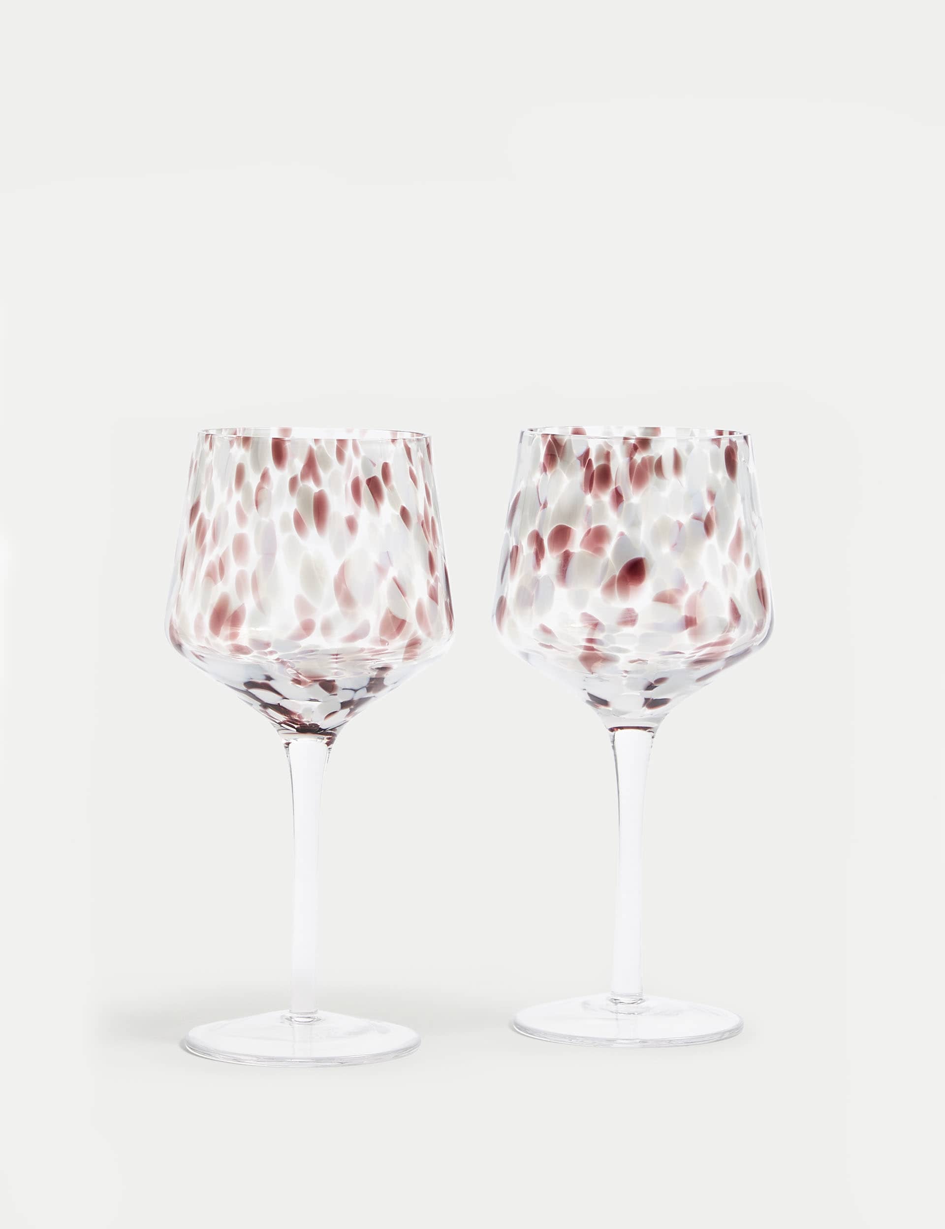 M&S Set of 2 Speckled Wine Glasses - Grey, Pink,Grey