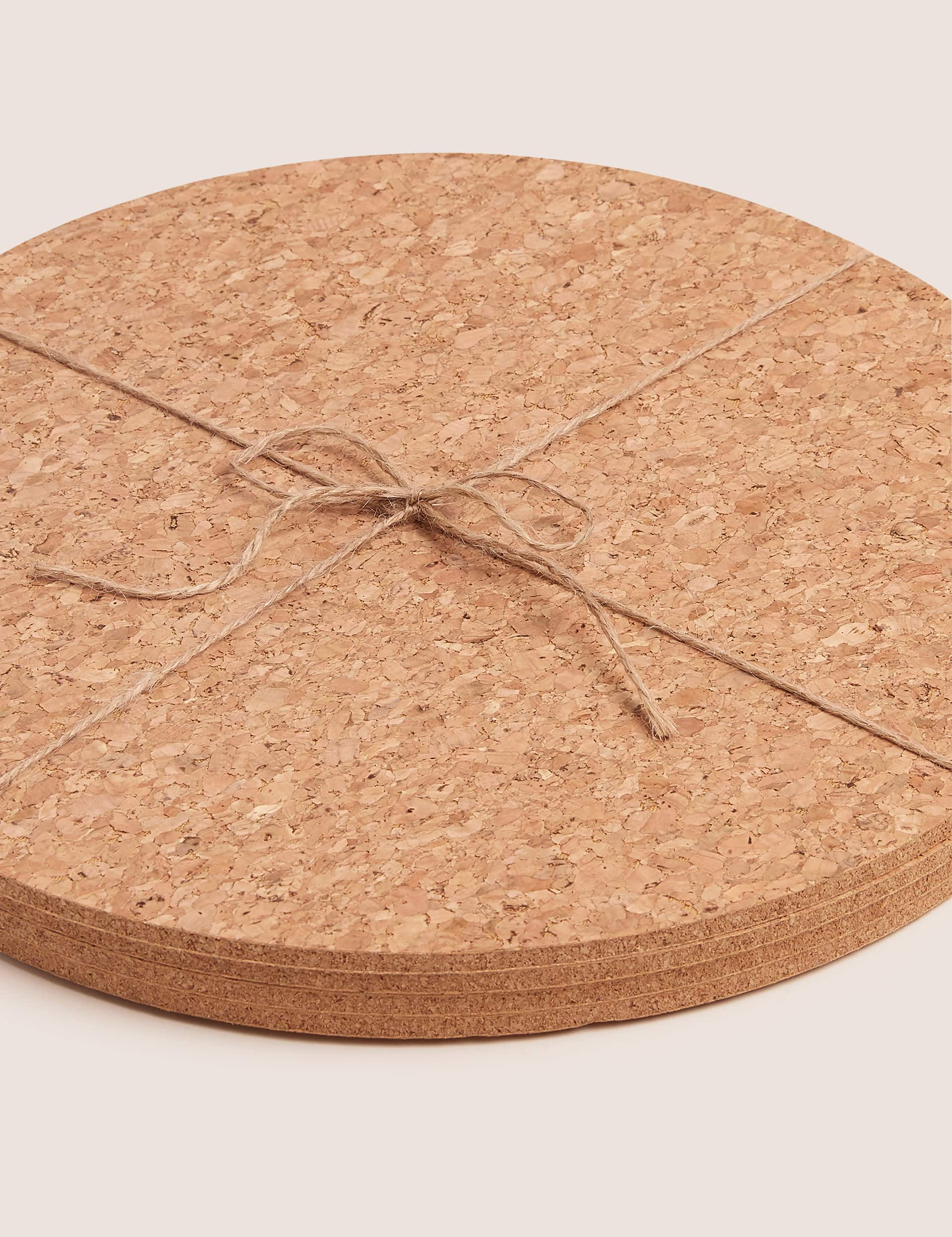 M&S Collection Set of 4 Round Cork Placemats - Natural, Natural