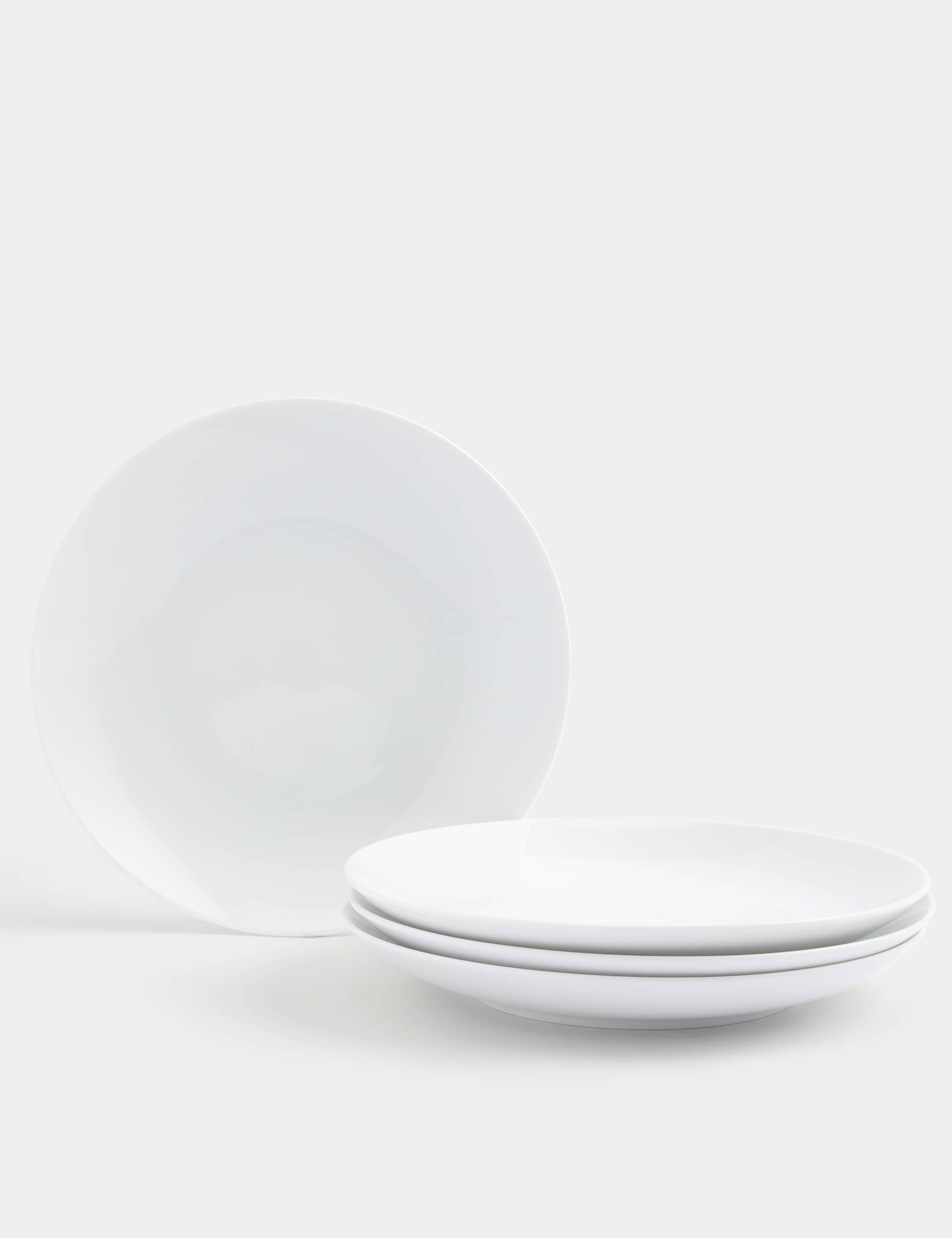 M&S Set of 4 Maxim Coupe Side Plates - White, White