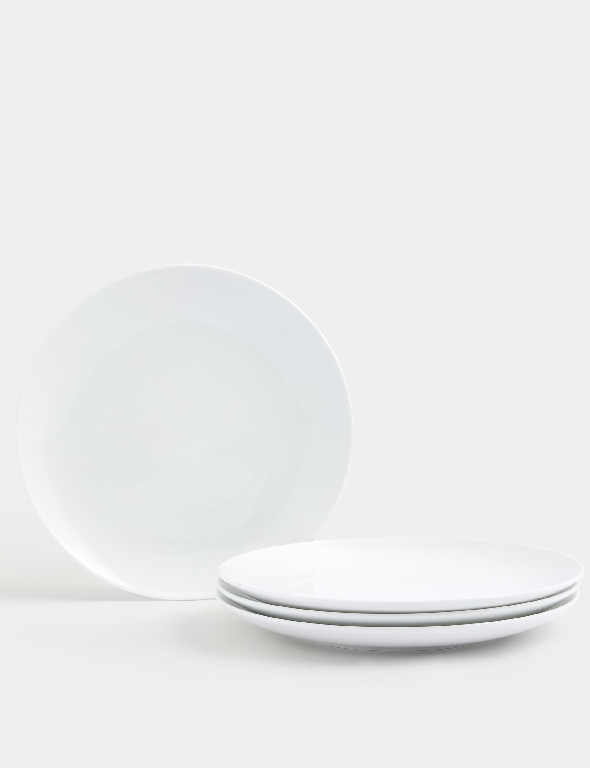 M&S Set of 4 Maxim Coupe Dinner Plates - White, White