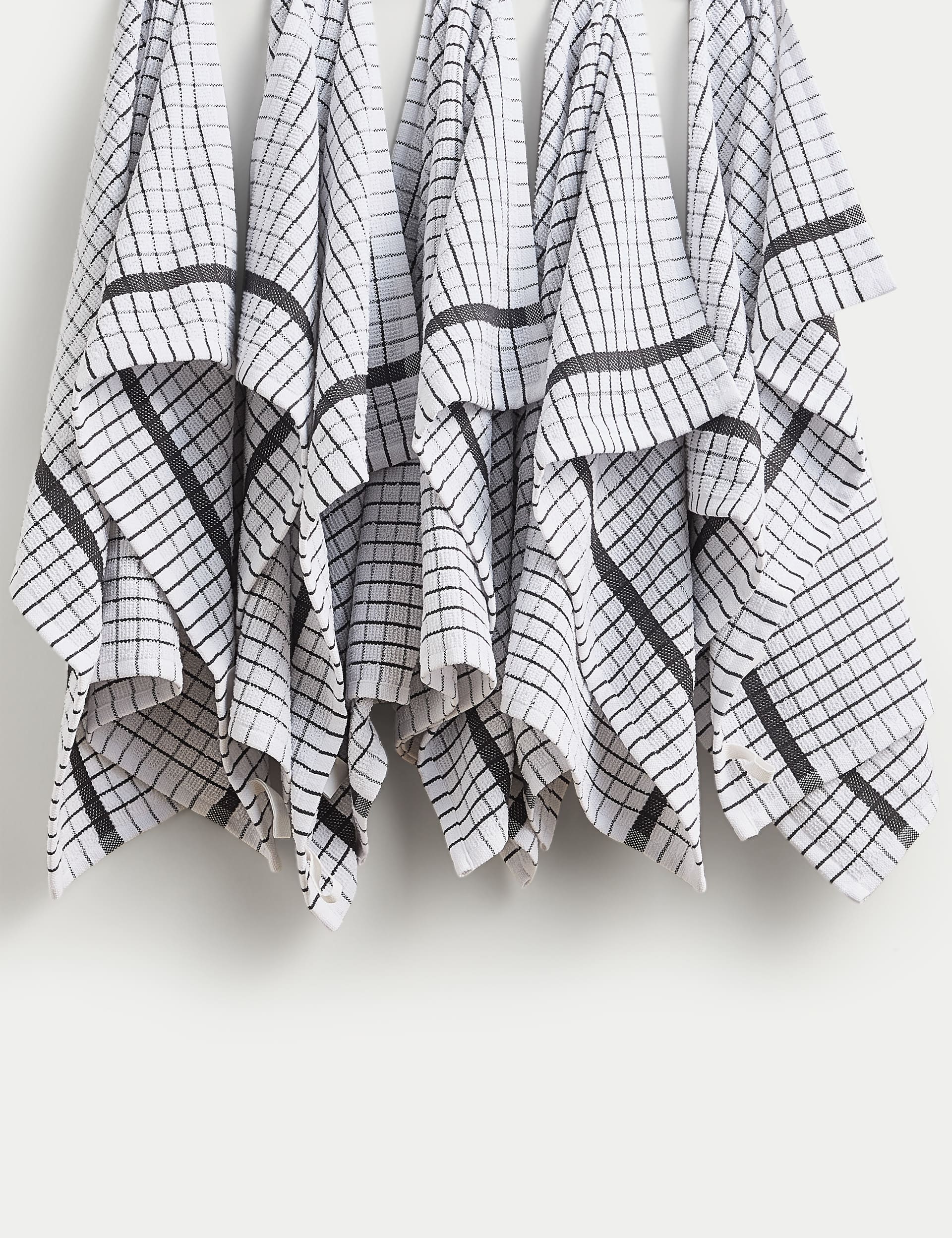 M&S Collection Set of 5 Checked Terry Tea Towels - Dark Grey, Dark Grey,Blue,Dark Green,Terracotta,N